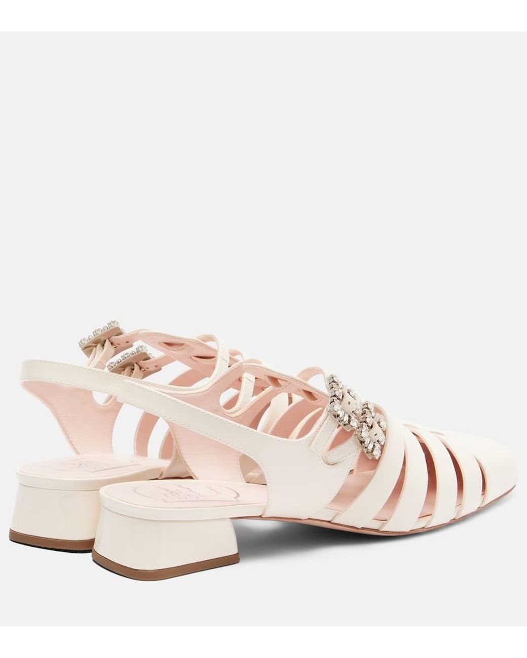 Roger Vivier Natural Mini Tres Vivier 25 Leather Sandals