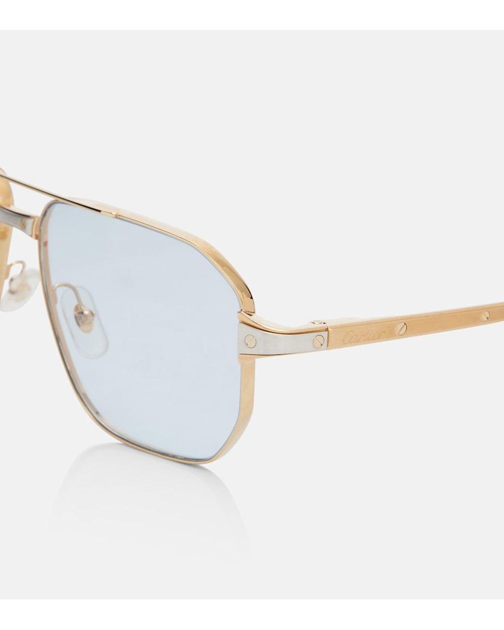 Cartier Blue Santos De Cartier Aviator Sunglasses