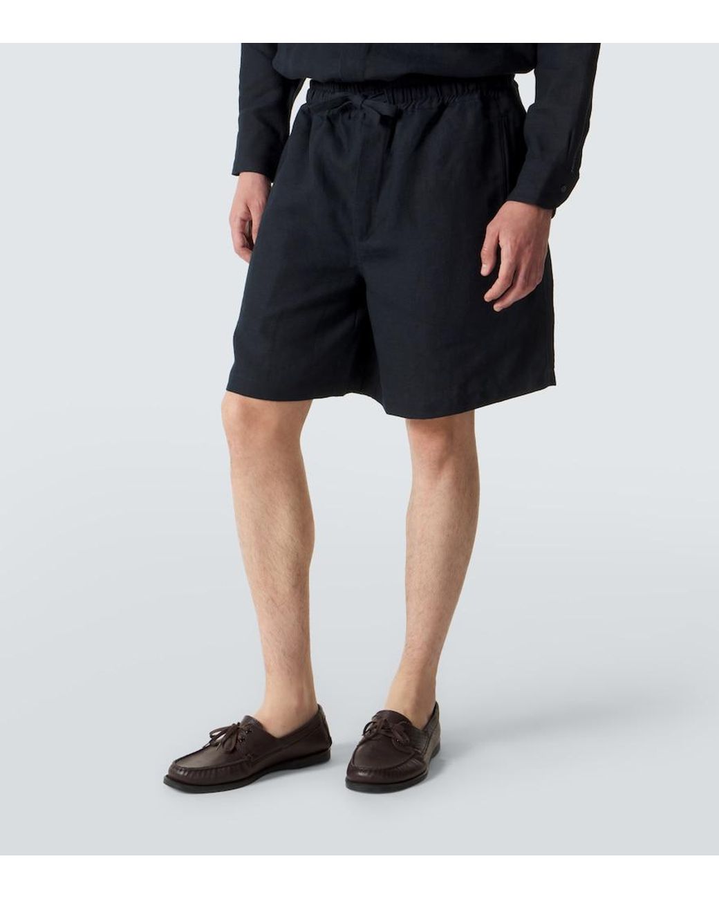 Saman Amel Black Linen Shorts for men