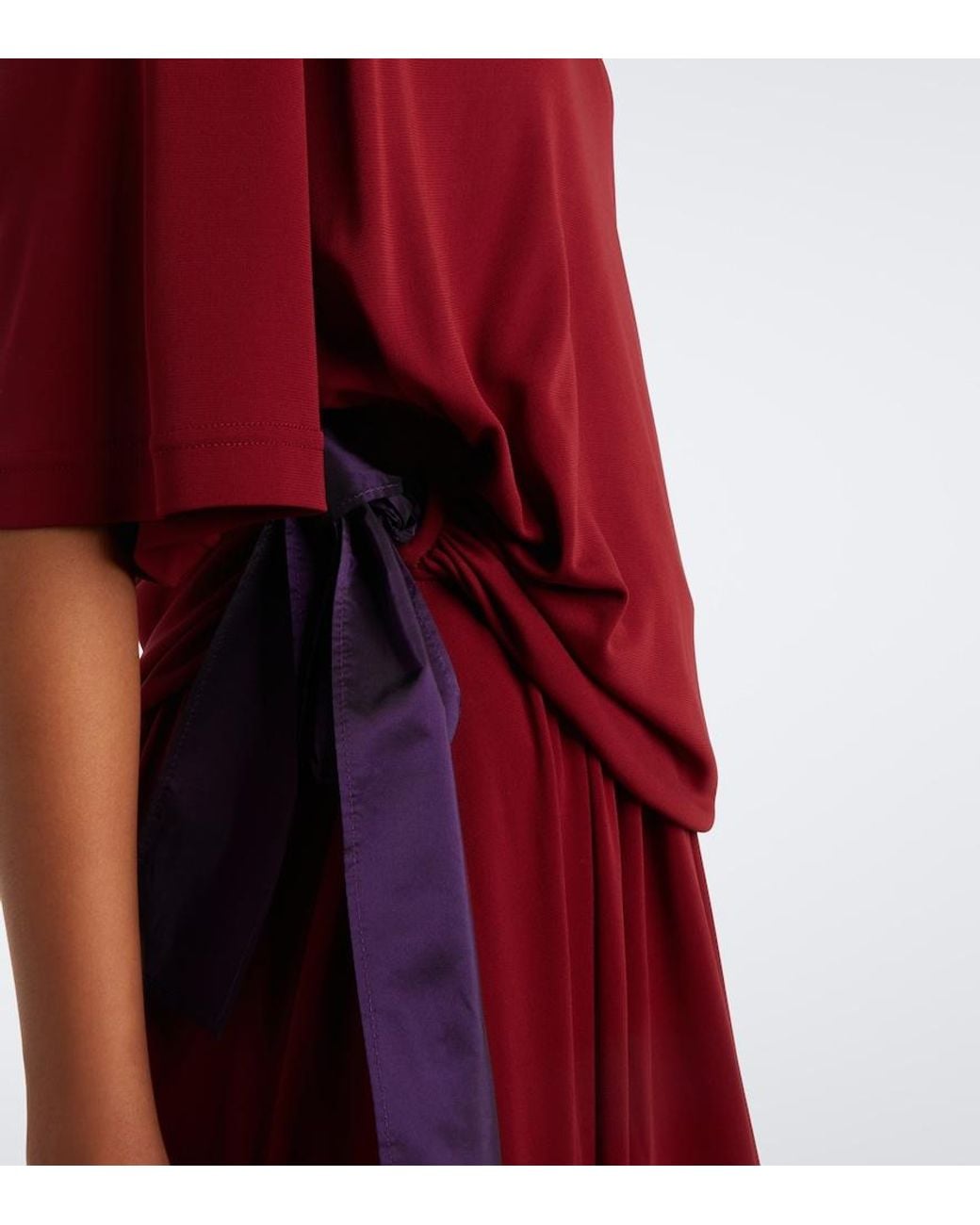 Balenciaga Red Bow-Detail Jersey T-Shirt Dress