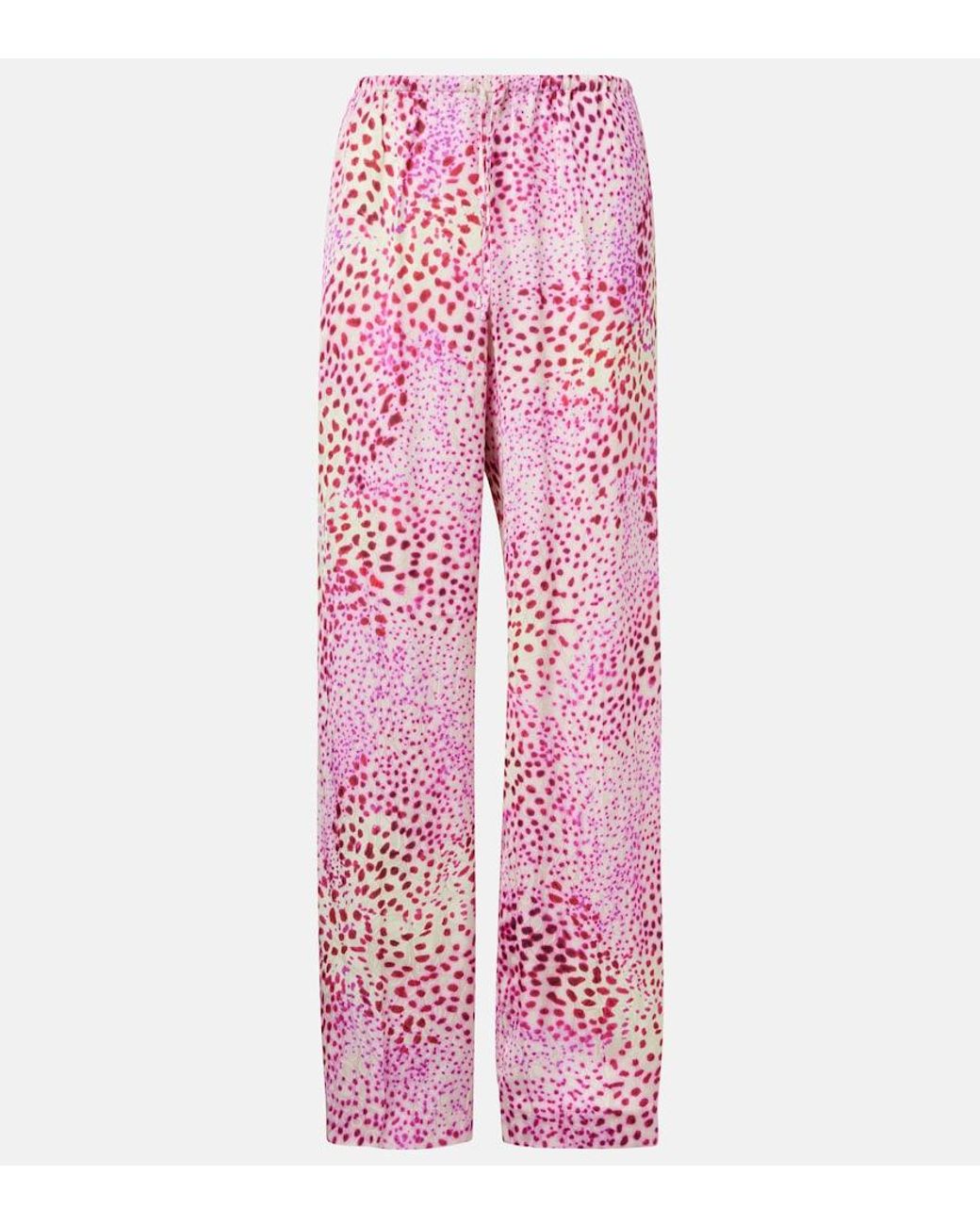 Dries Van Noten Pink Jacquard Wide-Leg Pants
