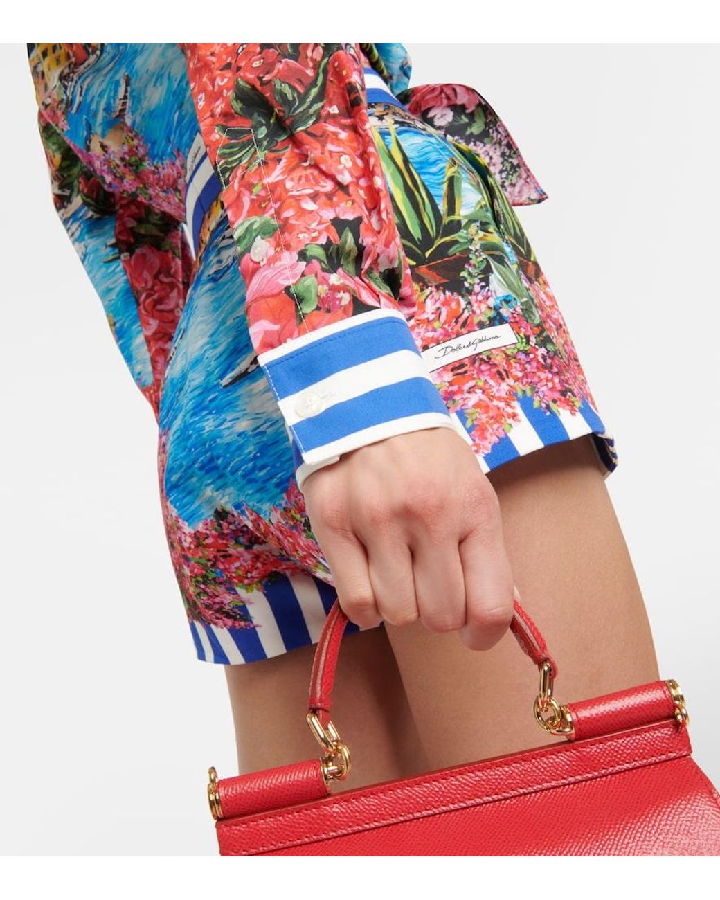 Dolce & Gabbana Red Portofino Printed Cotton Jersey T-Shirt