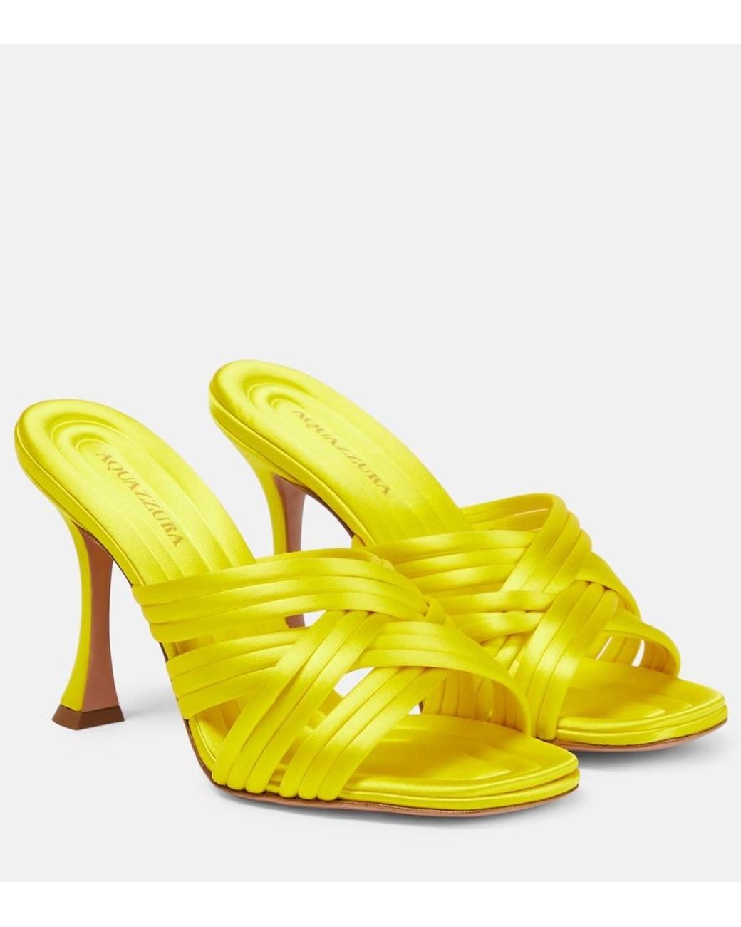 Aquazzura Yellow Oahu 95 Satin Mules