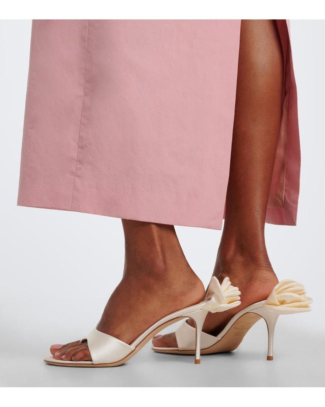 Magda Butrym Natural Floral-Applique Satin Thong Sandals