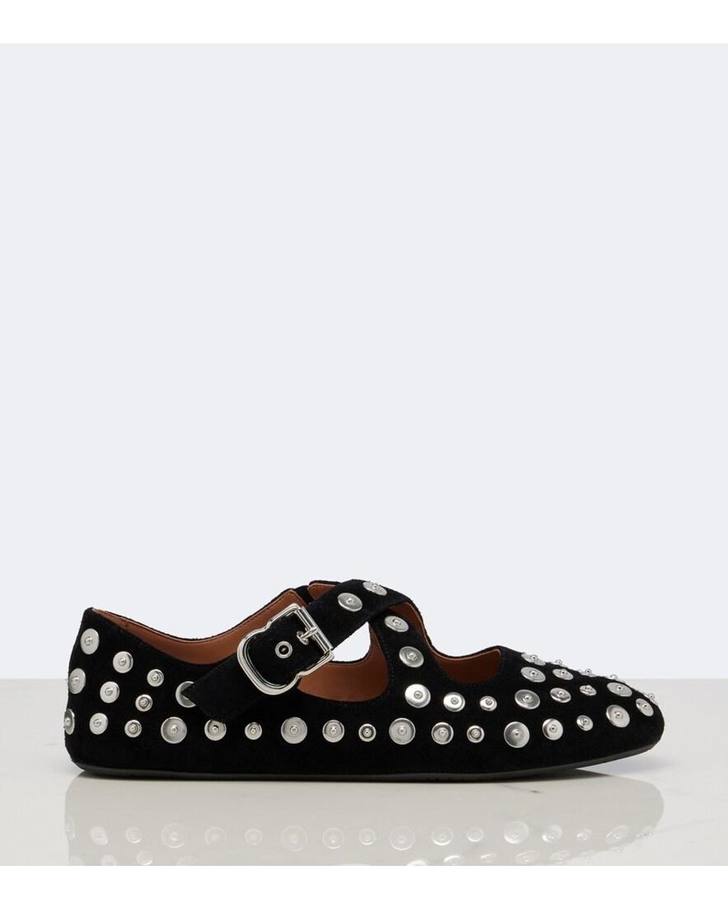 Alaïa Black Studded Suede Ballet Flats