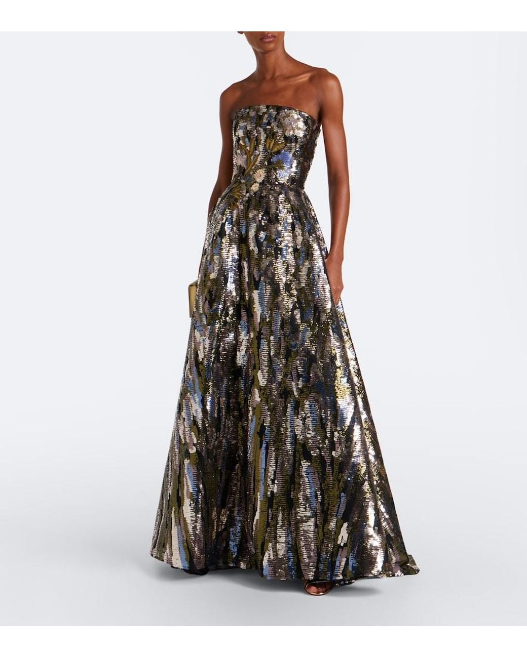 Elie Saab Black Embellished Silk-Blend Bustier Gown