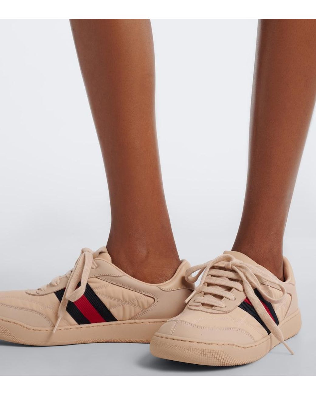 Gucci Pink Screener Web Stripe Sneakers