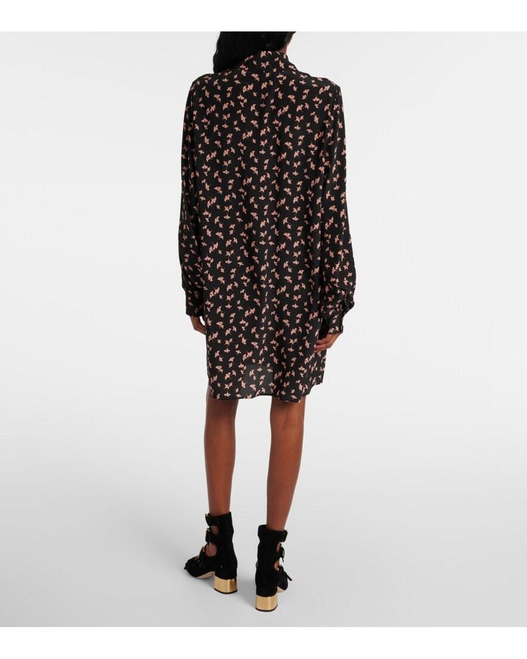 Chloé Black Floral Silk Chiffon Minidress