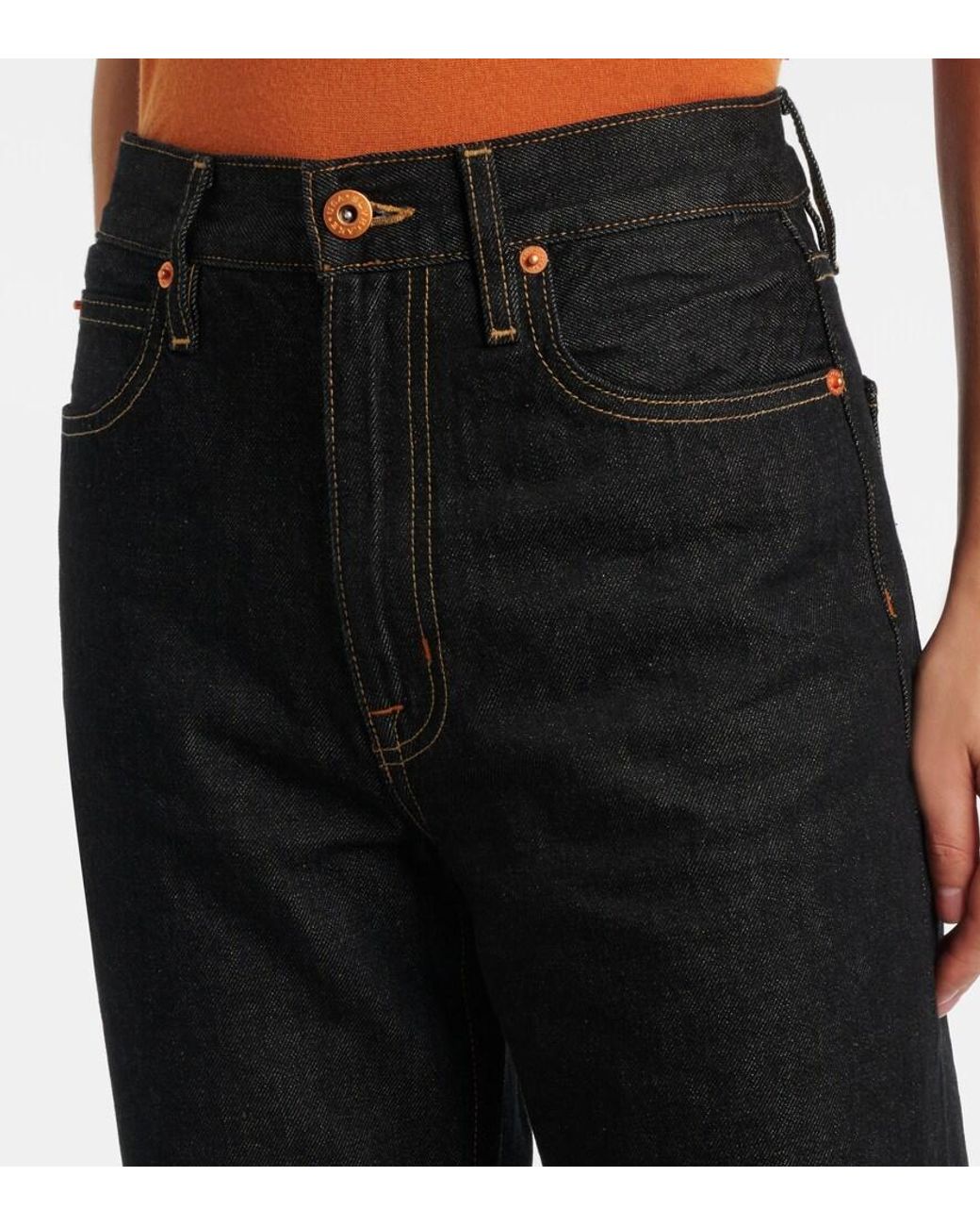 SLVRLAKE Denim Black London High-Rise Straight Jeans