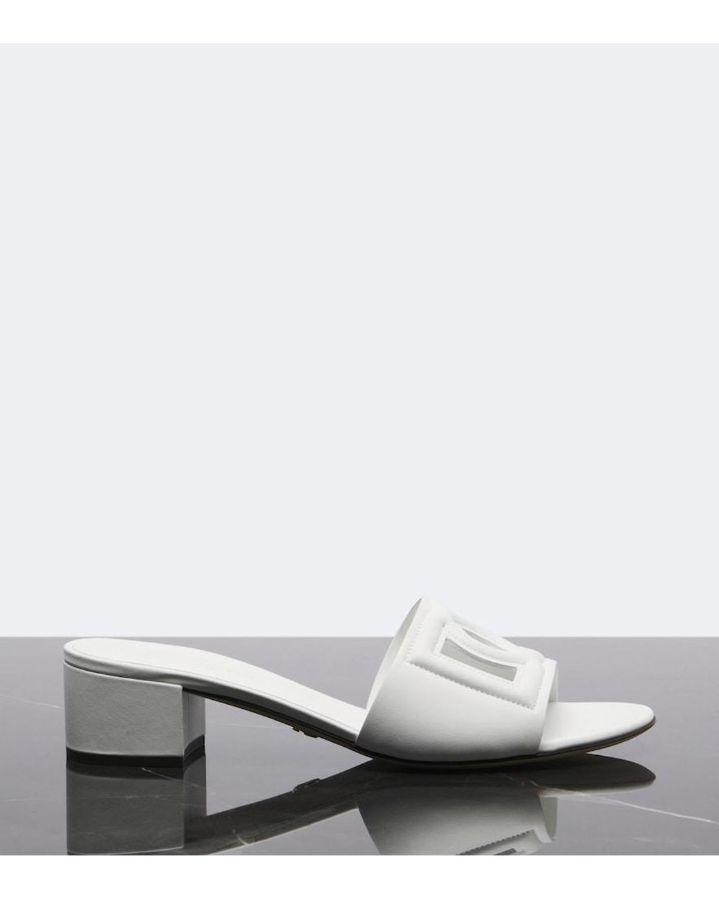 Dolce & Gabbana White Dg Logo Leather Sandal