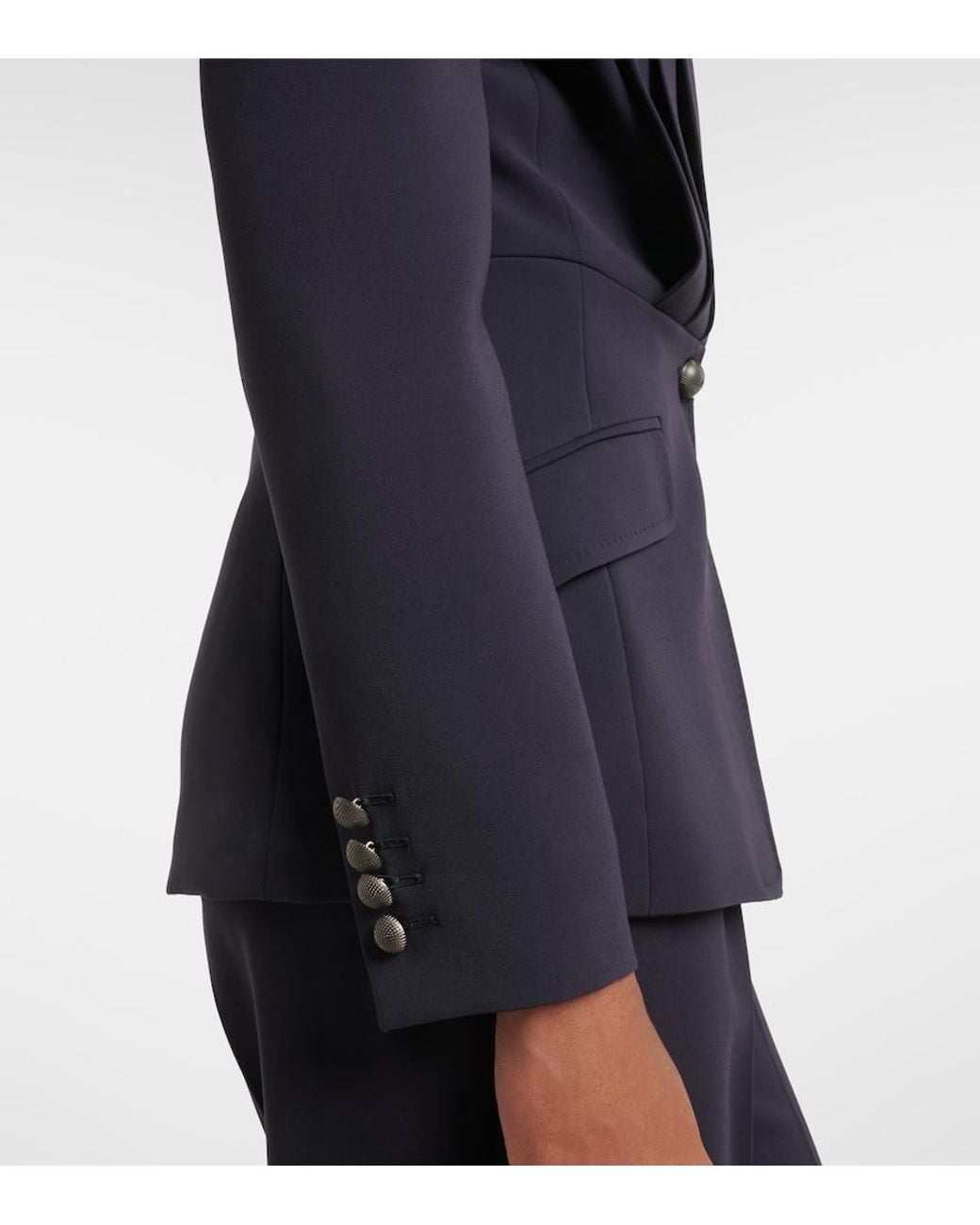 Max Mara Blue Pleated Cady Blazer