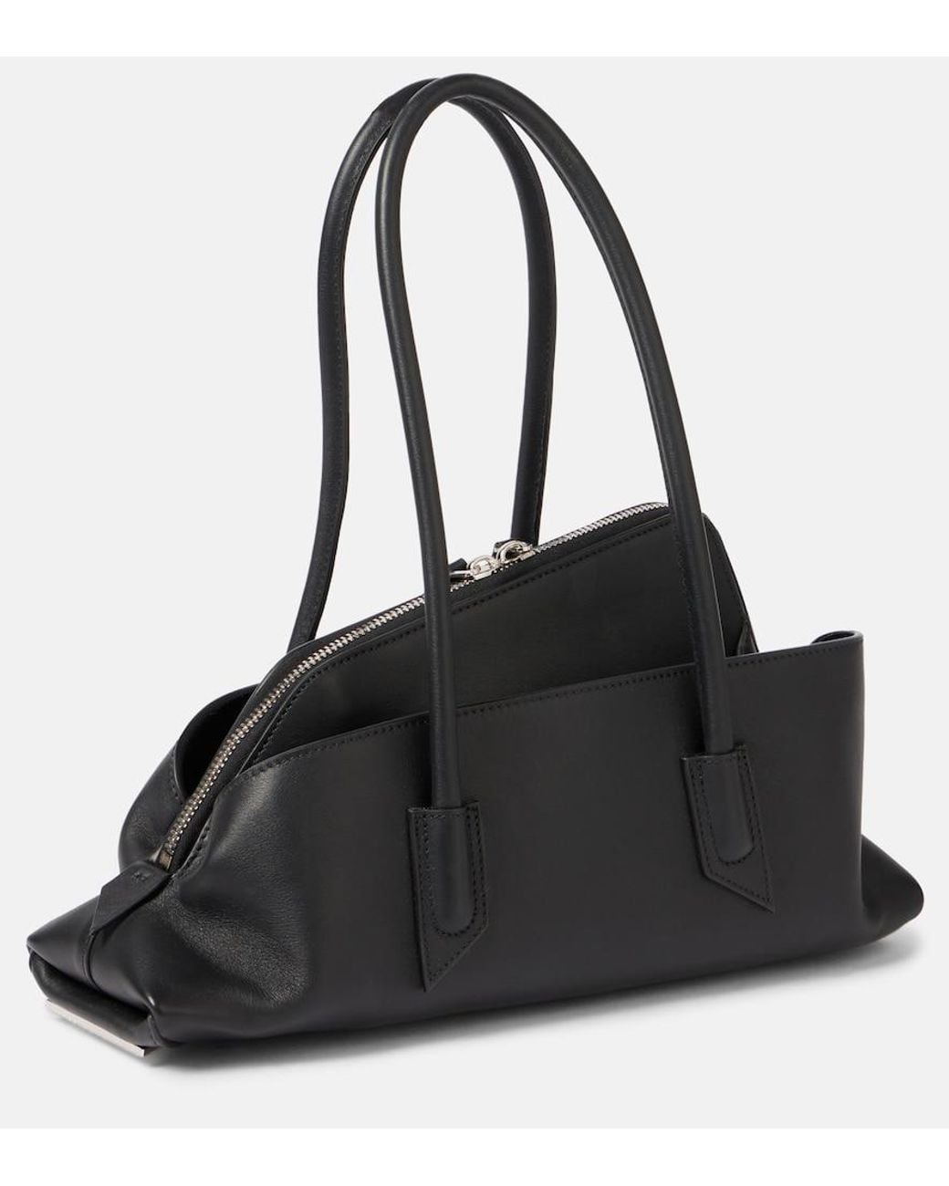 The Attico Black La Passeggiata Small Leather Tote Bag