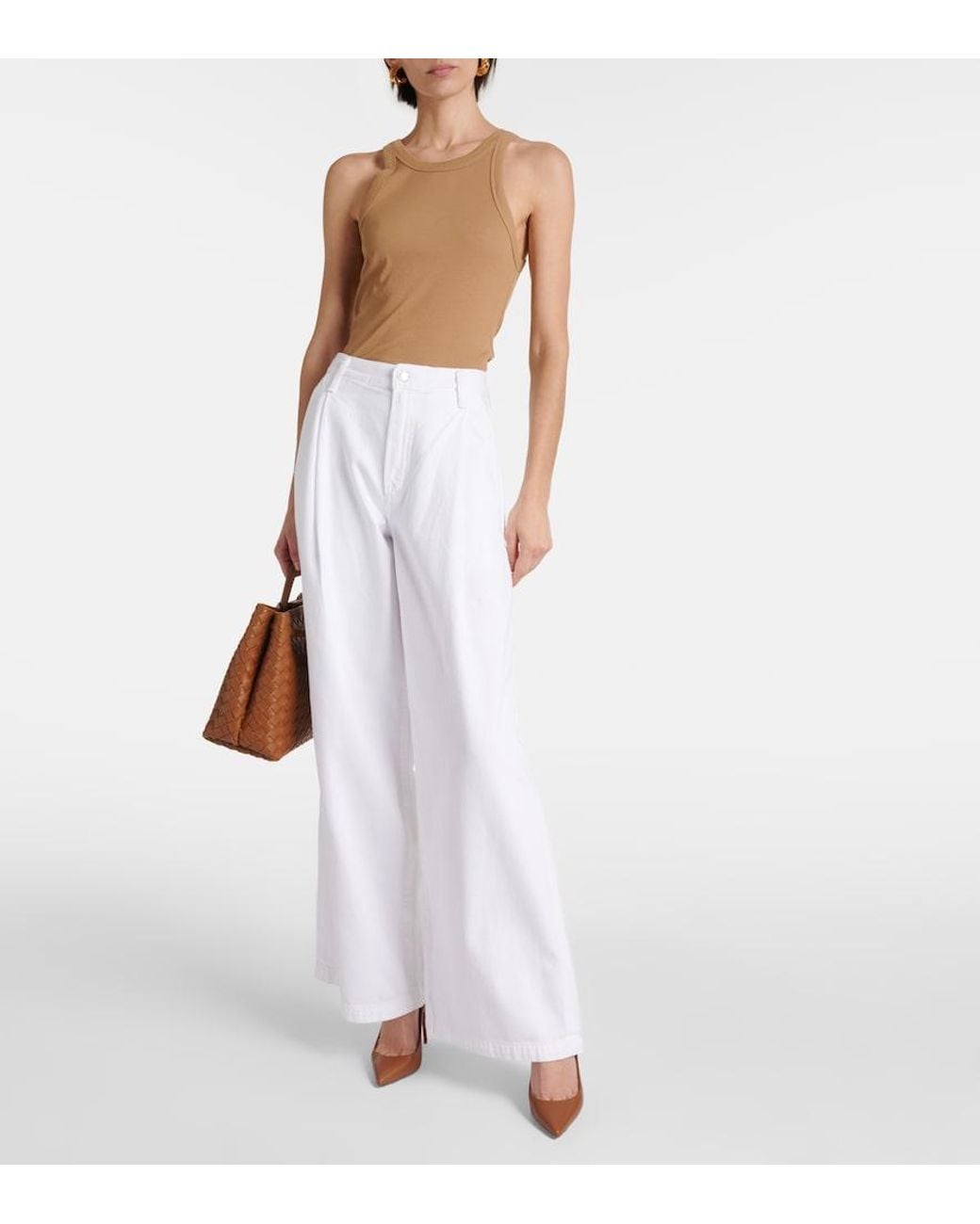 Agolde White Ellis Low-Rise Wide-Leg Jeans