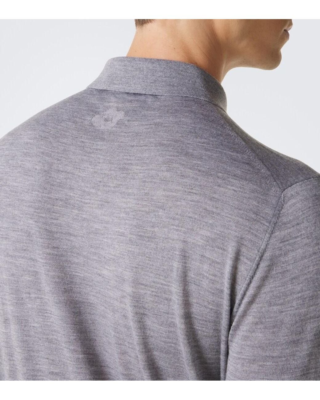 Lardini Gray Wool, Silk, And Cashmere Polo Sweater for men