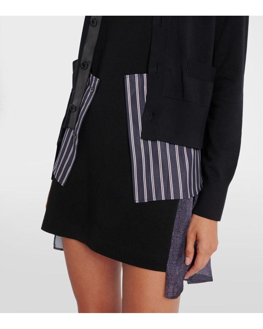 Sacai Black Layered Cotton Cardigan