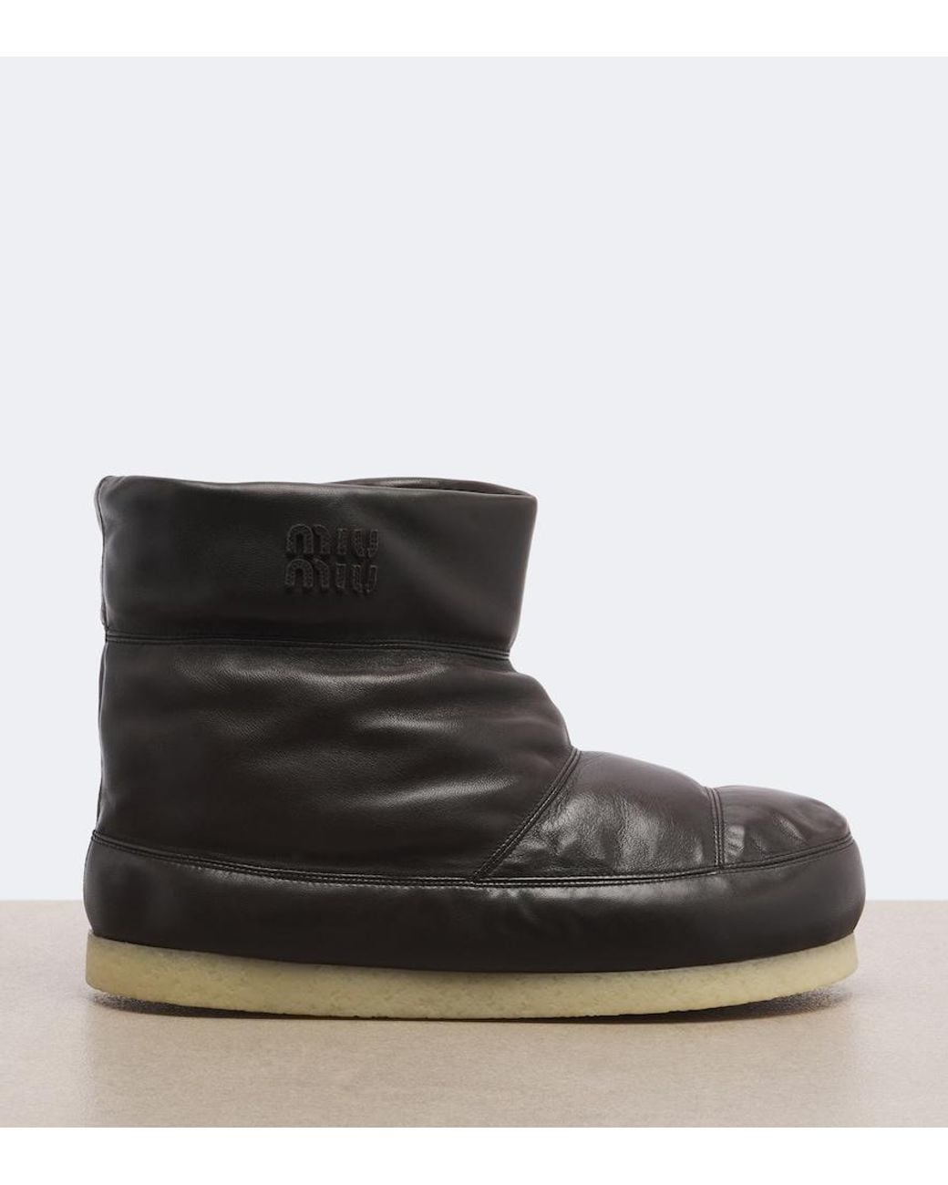 Miu Miu Black Padded Leather Ankle Boots