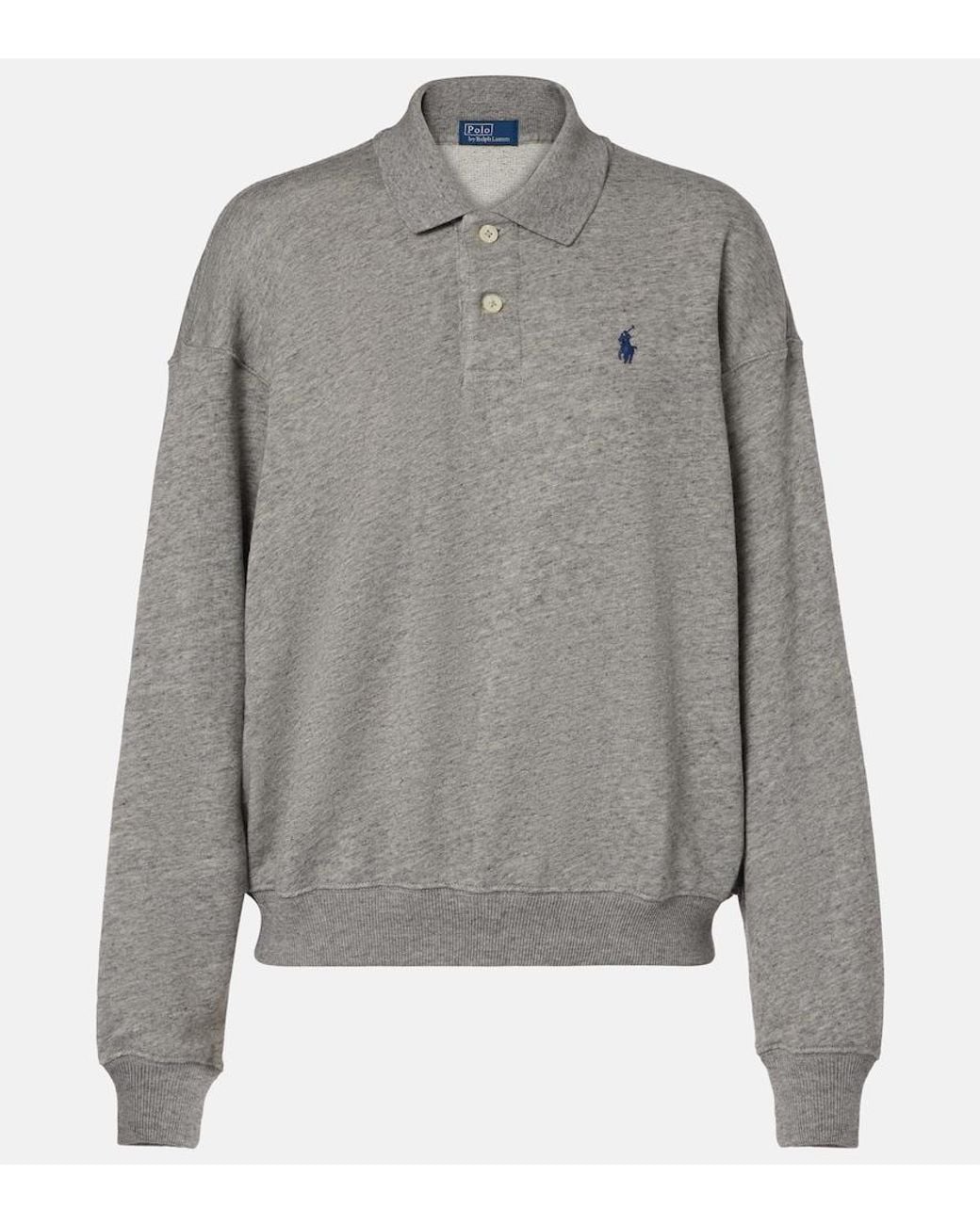 Polo Ralph Lauren Gray Cotton-Blend Polo Sweatshirt