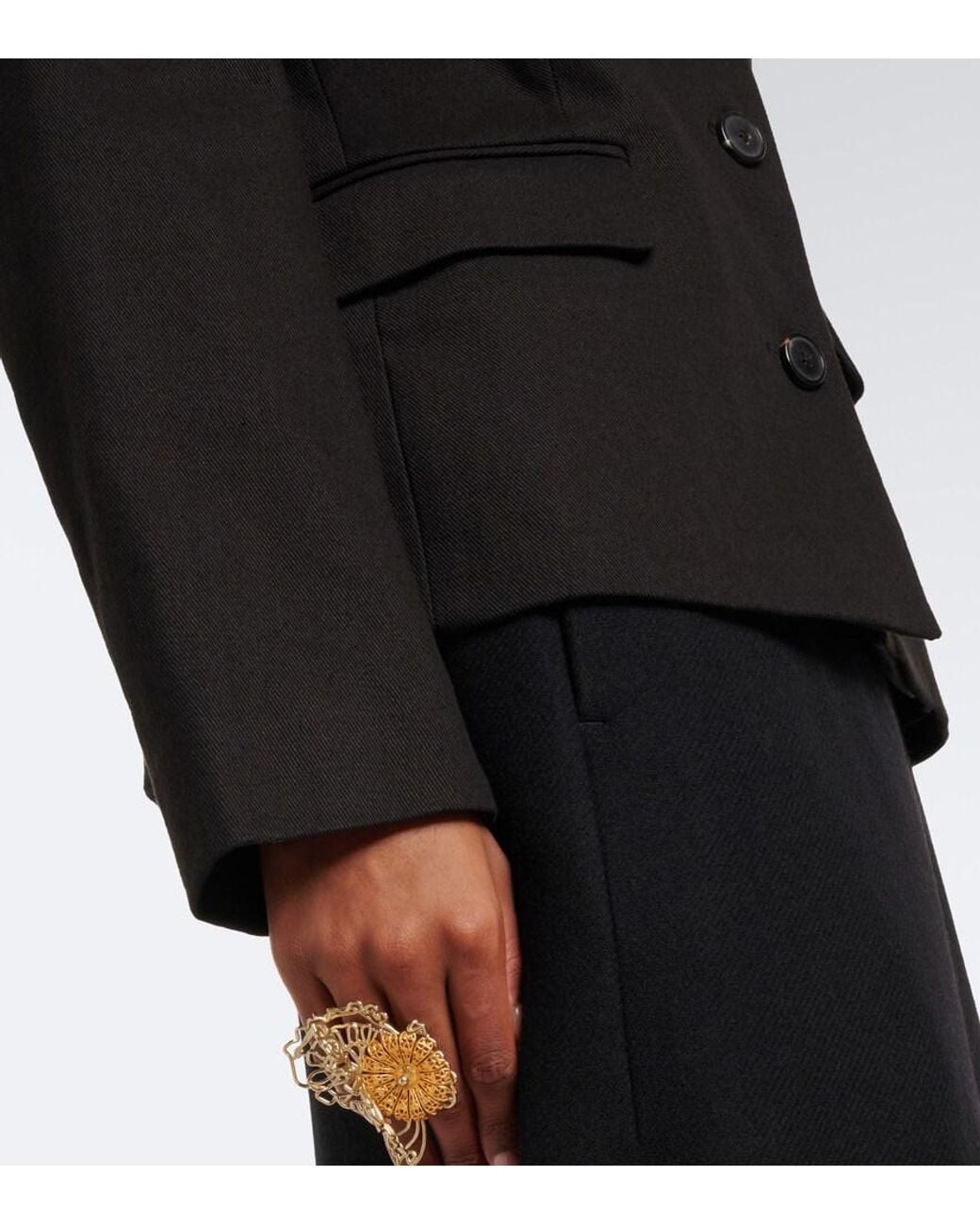 Dries Van Noten Black Embellished Cotton Twill Blazer