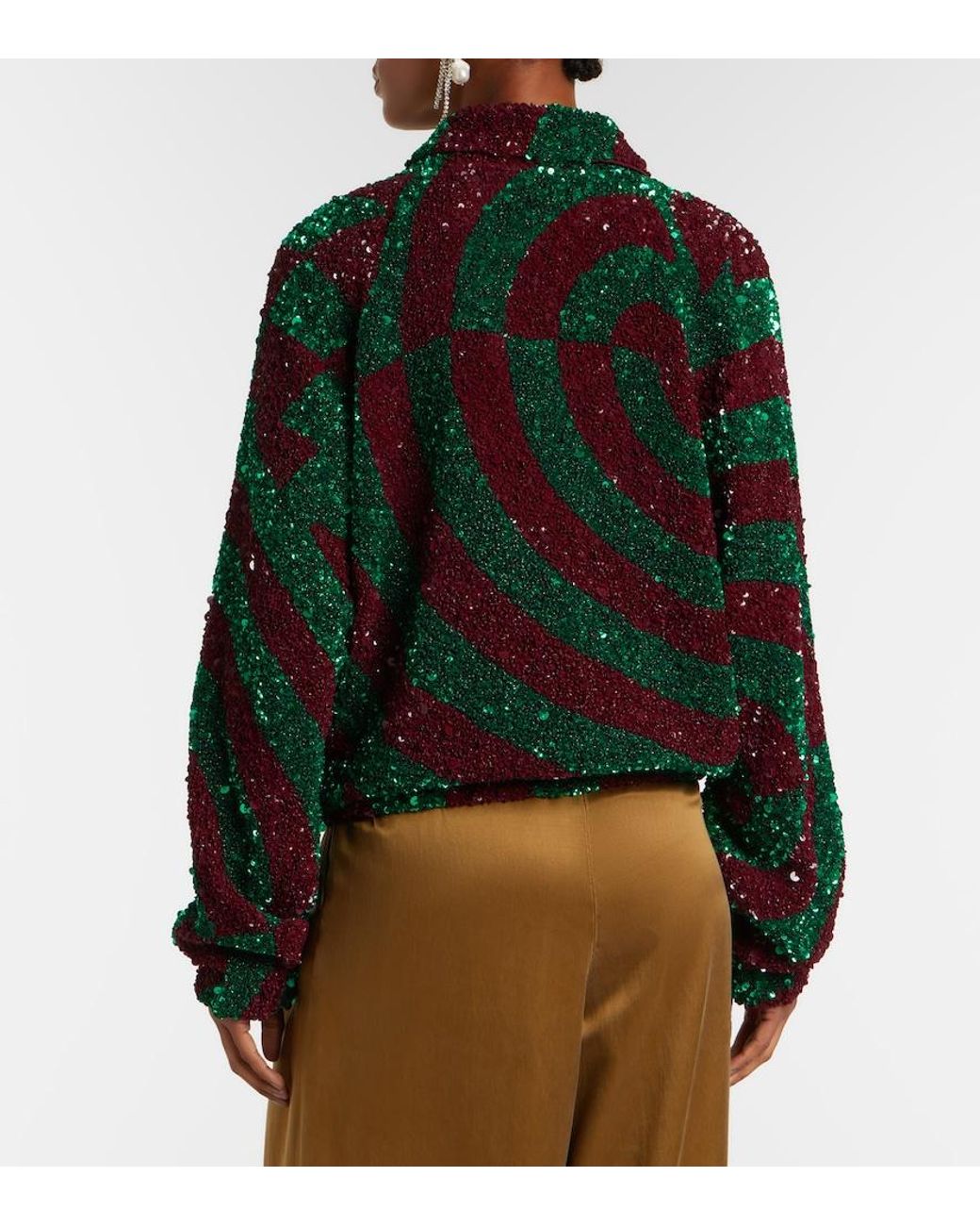 Dries Van Noten Green Sequined Blouson Jacket