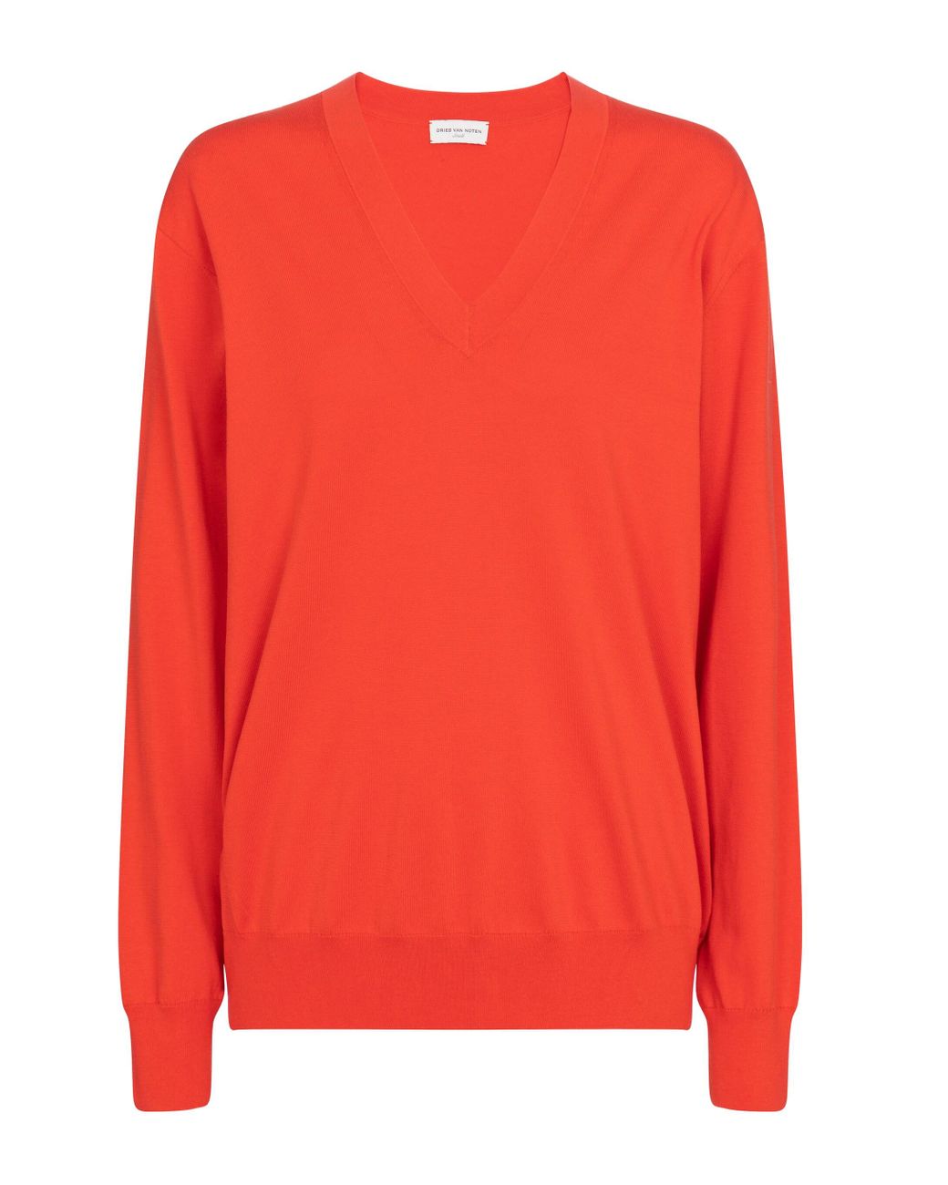 Dries Van Noten V-neck Cotton Sweater in Orange - Lyst