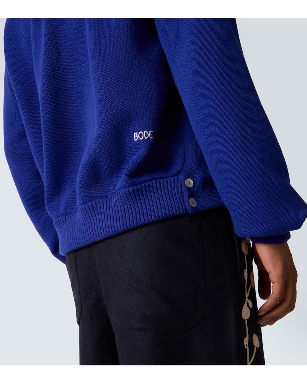 Bode Blue Cotton Cardigan for men