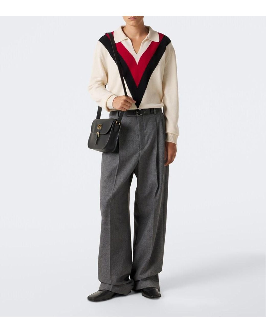 Valentino Garavani Multicolor Jacquard Cashmere Polo Sweater for men