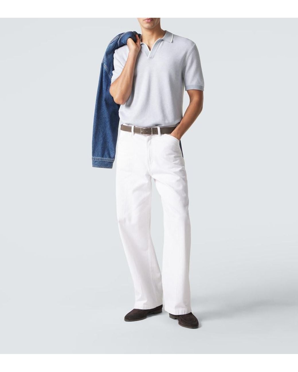 Orlebar Brown Blue Horton Cotton And Wool Pique Polo Shirt for men