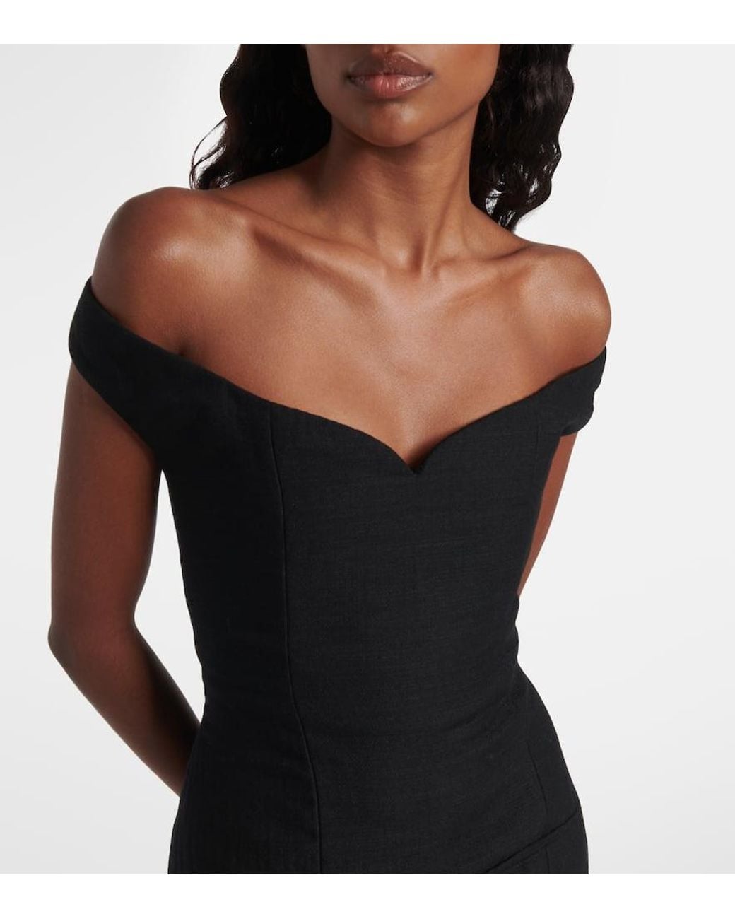 Calvin Klein Black Bonny Wool And Linen-Blend Midi Dress