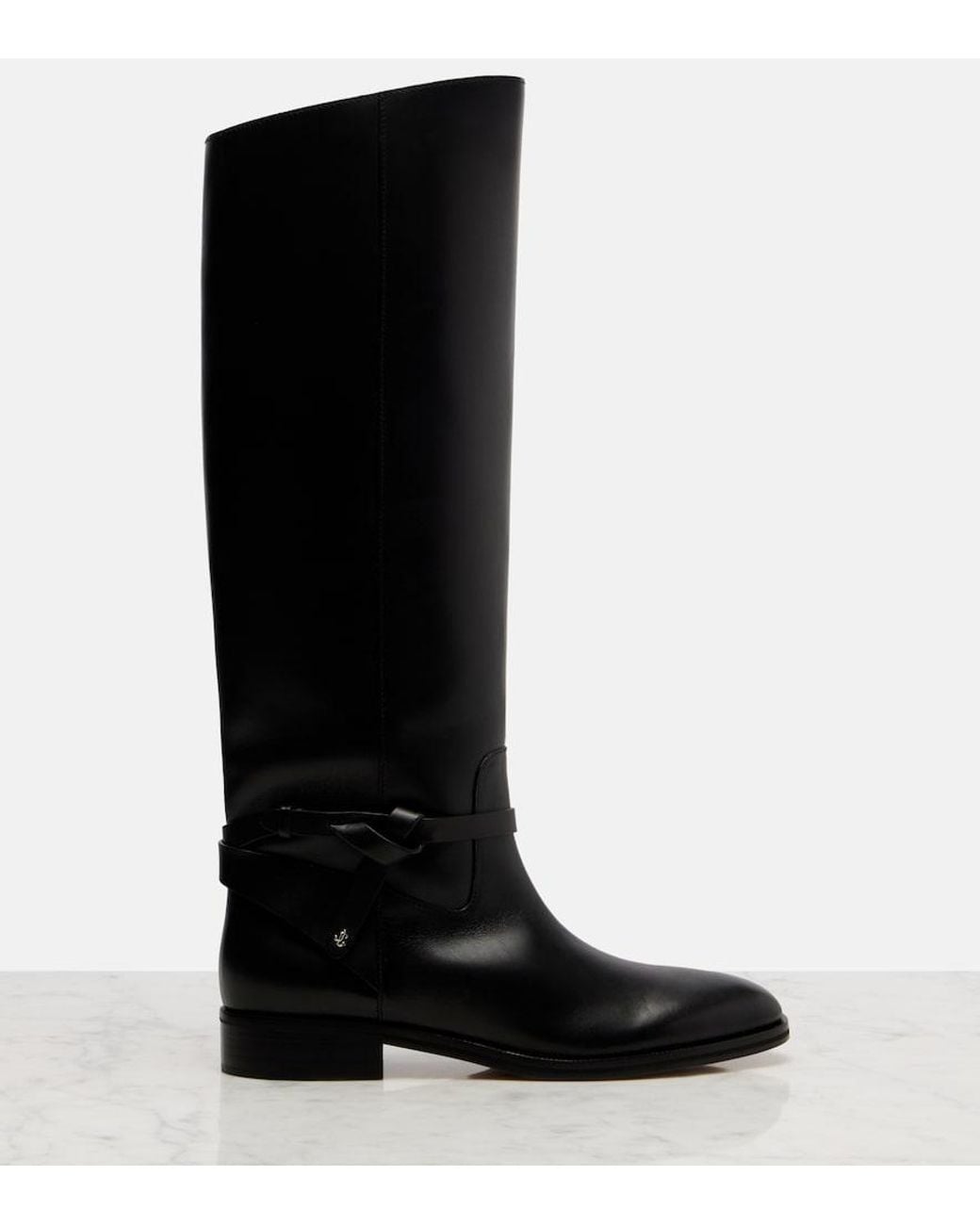 Jimmy Choo Black Lawton Leather Knee-High Boots