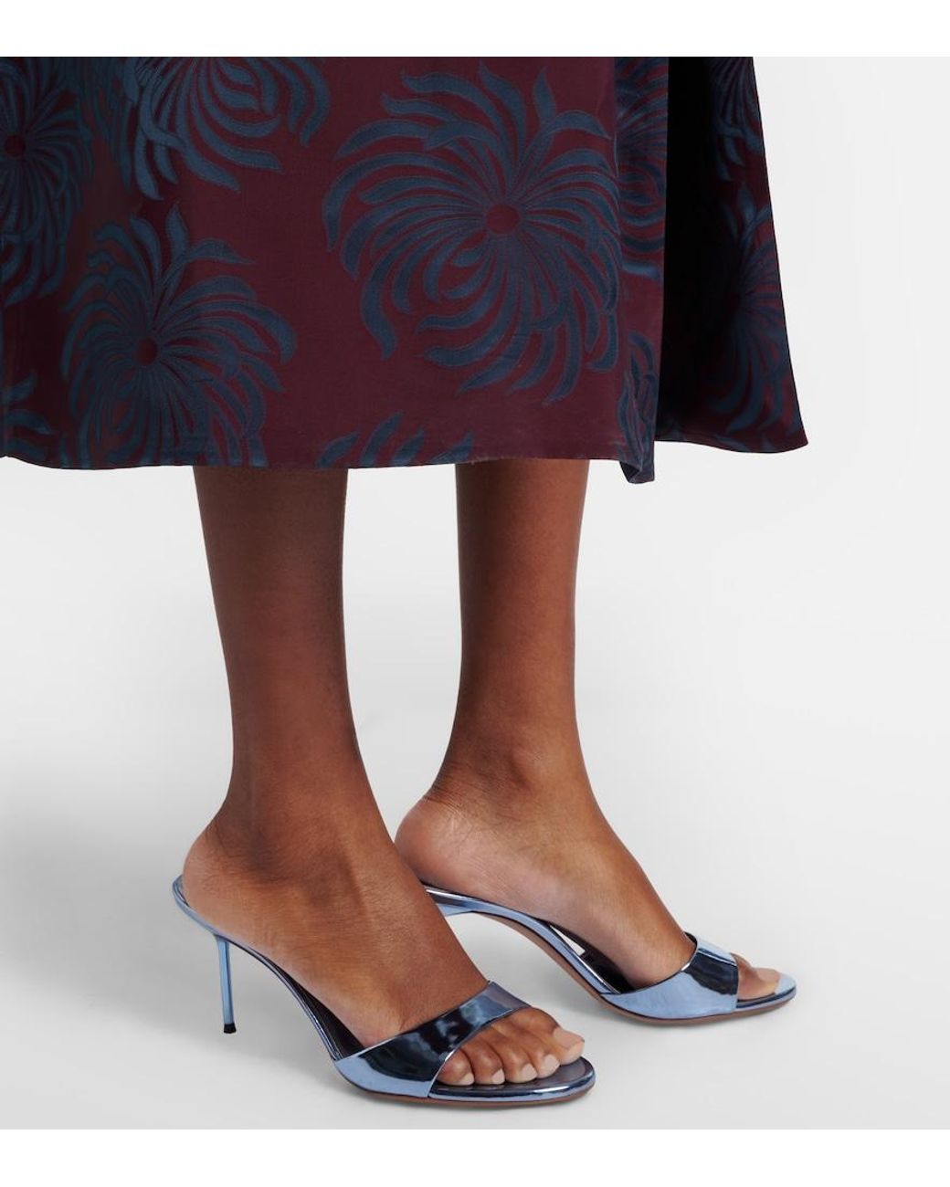 Paris Texas Blue Lidia 70 Patent Leather Mules