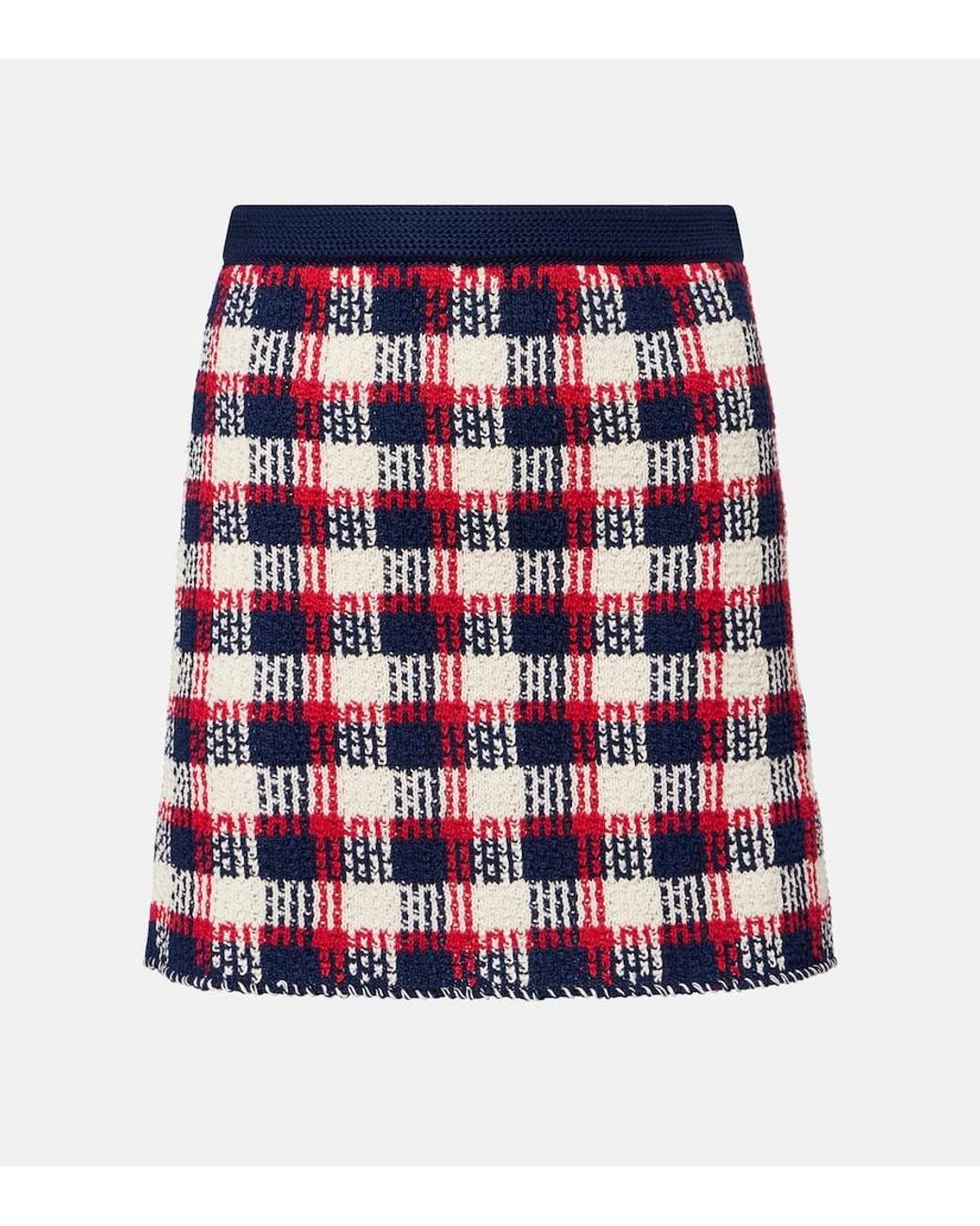 Valentino Garavani Red Checked Cotton Miniskirt