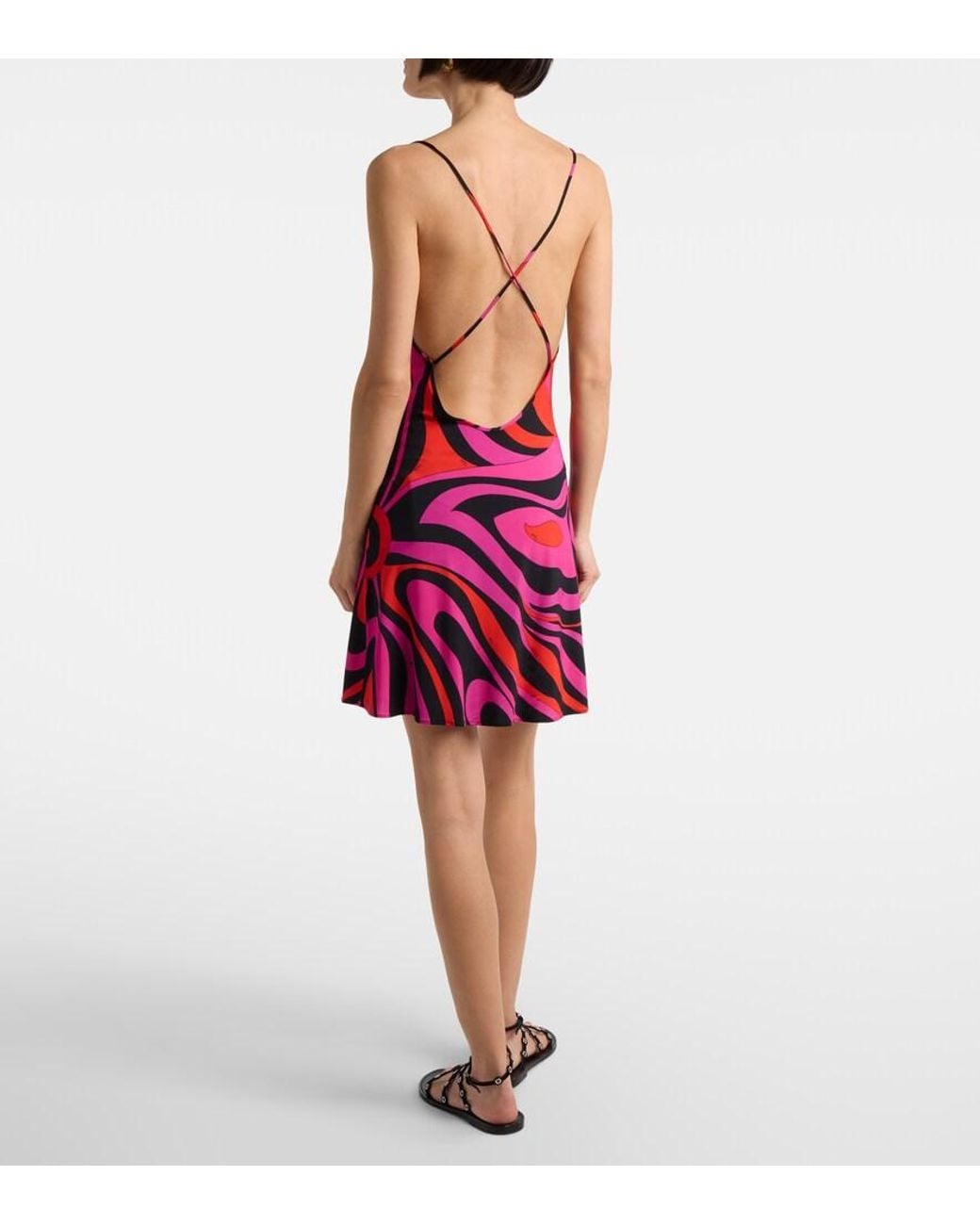 Emilio Pucci Red Marmo Draped Jersey Satin Minidress