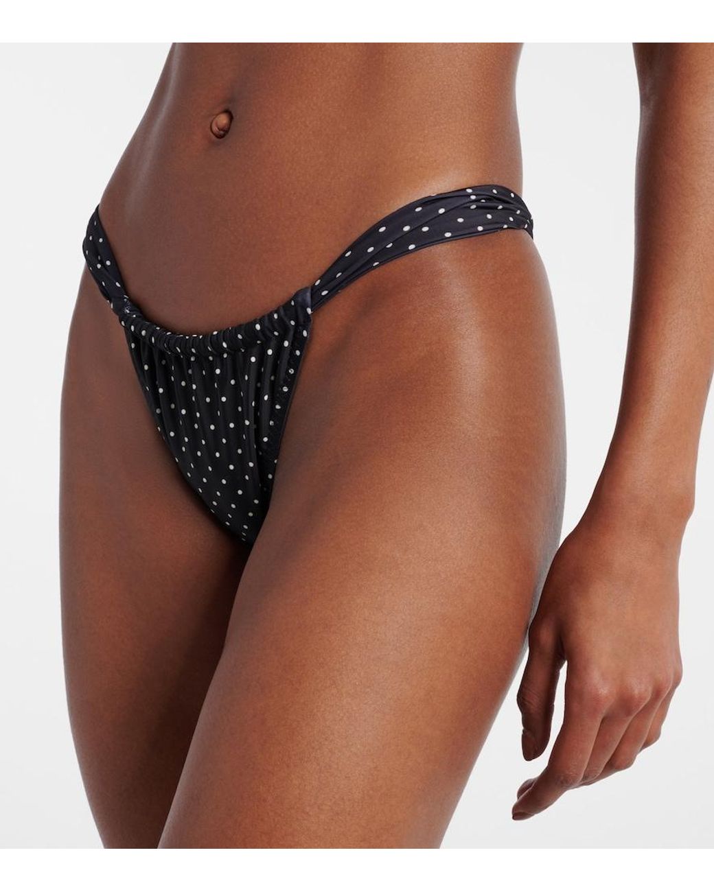 SAME Black Polka-Dot Ruched Bikini Bottoms
