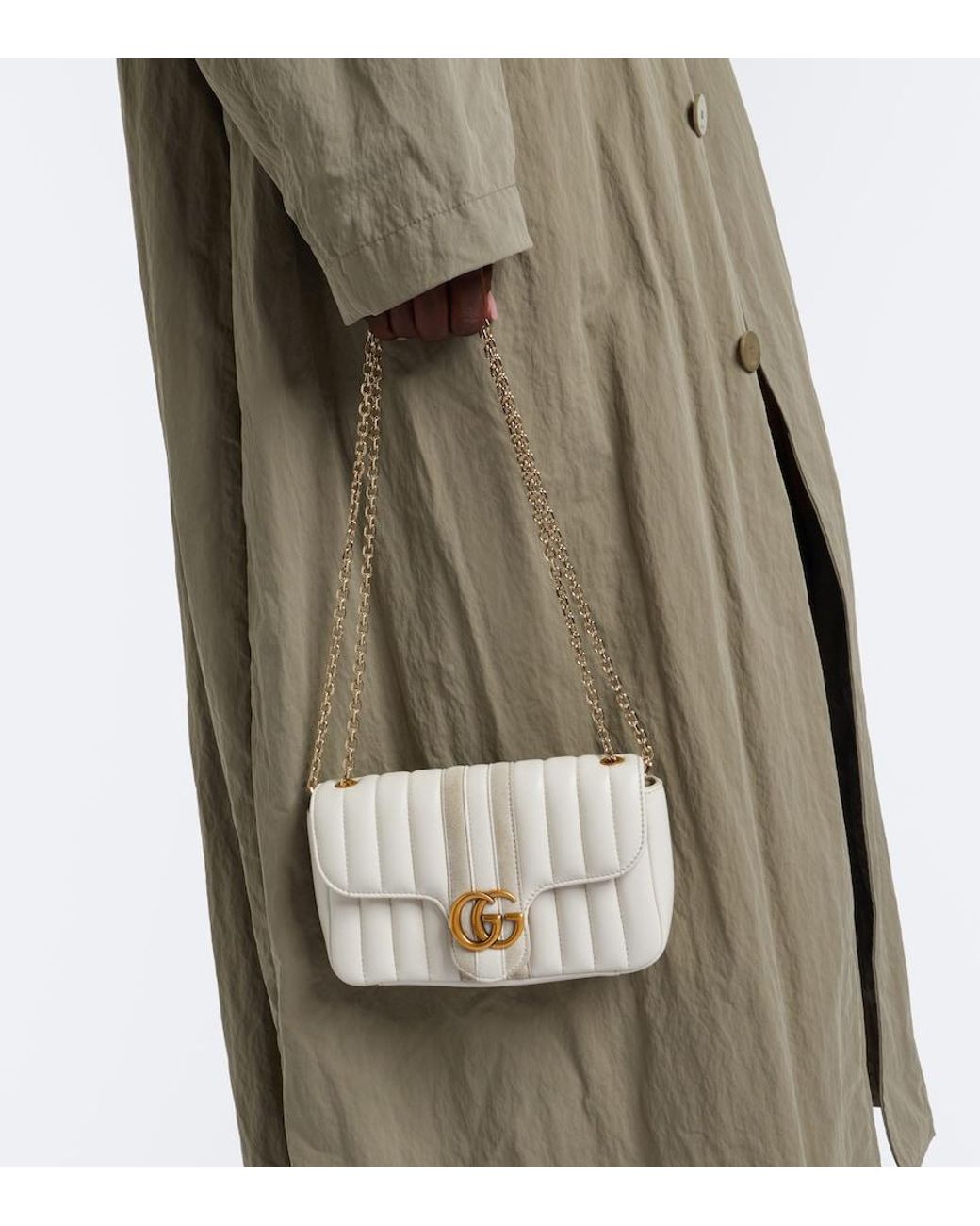 Gucci White Jetset Gg Marmont Small Shoulder Bag
