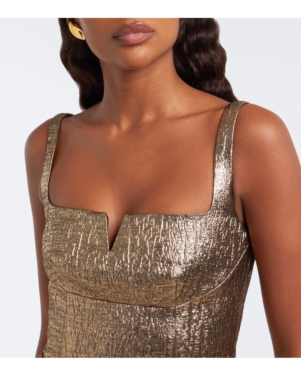 Roland Mouret Natural Lame Jacquard Gown