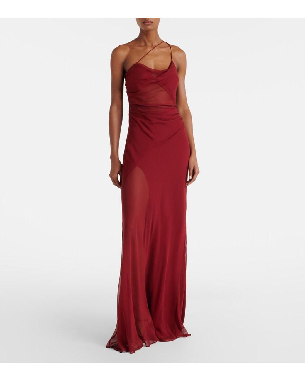 The Sei Red Sheer Silk Chiffon Gown