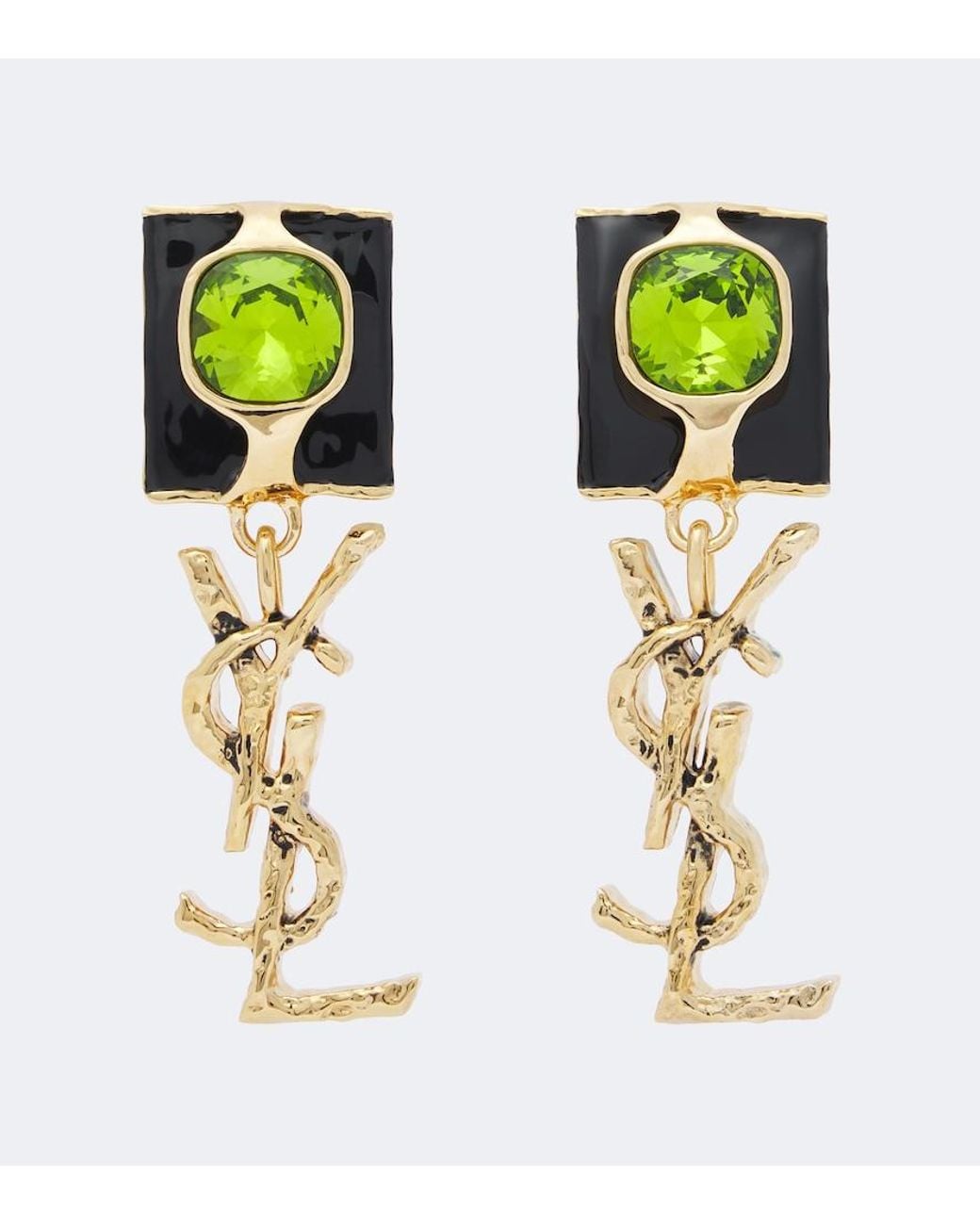 Saint Laurent White Cassandre Clip-On Earrings