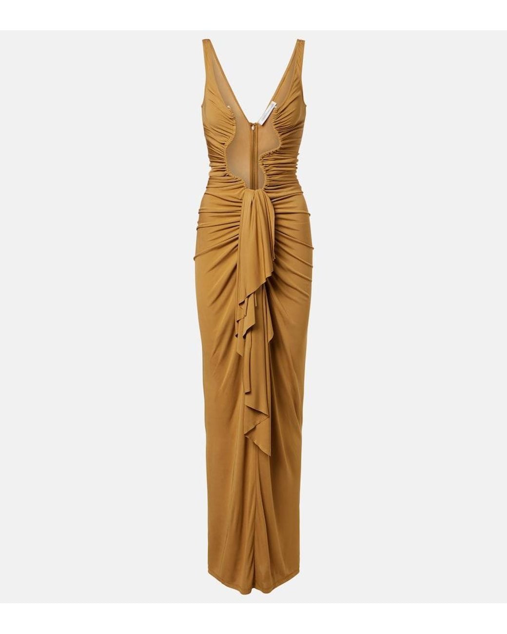 Christopher Esber Metallic Salacia Cutout Draped Maxi Dress