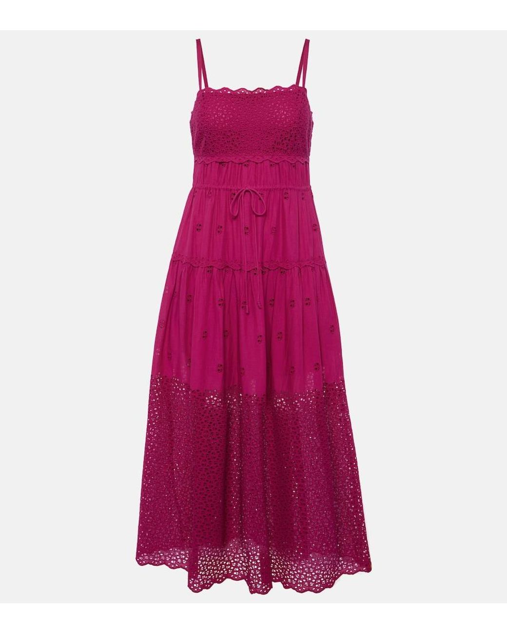 Ulla Johnson Purple Isadore Cotton Voile Maxi Dress