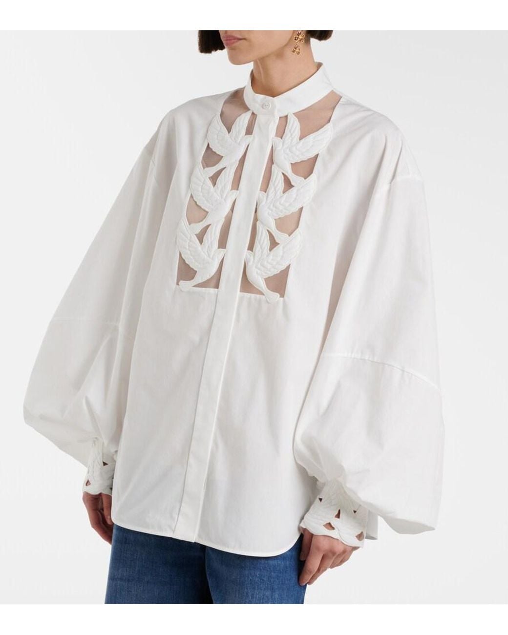 Zimmermann White Luna Applique Cotton Blouse