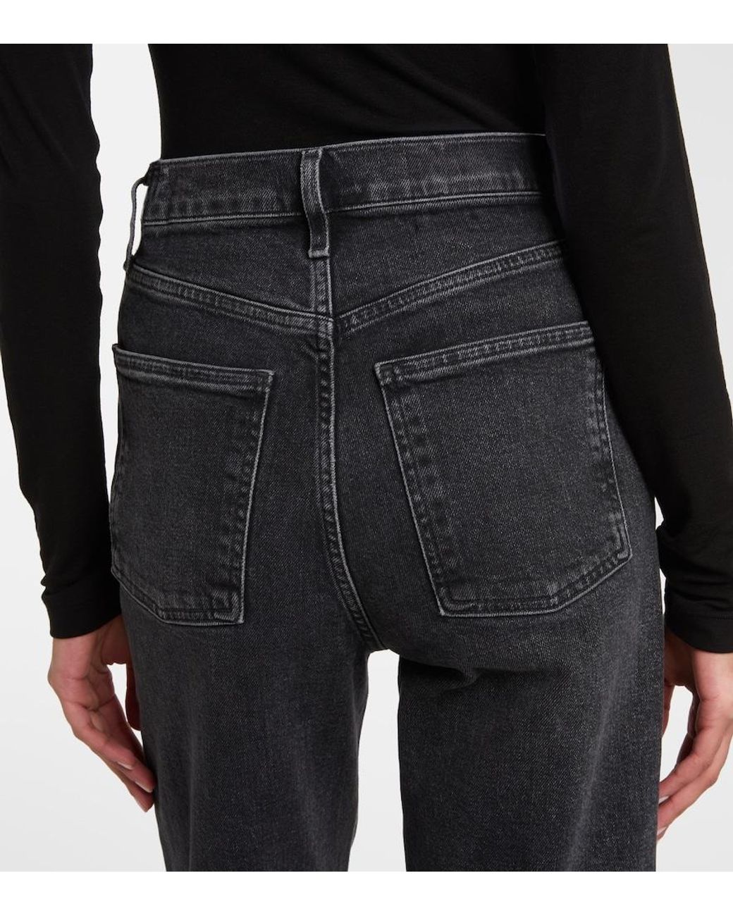 Agolde Black 90's Pinch Waist Crop Straight Jeans