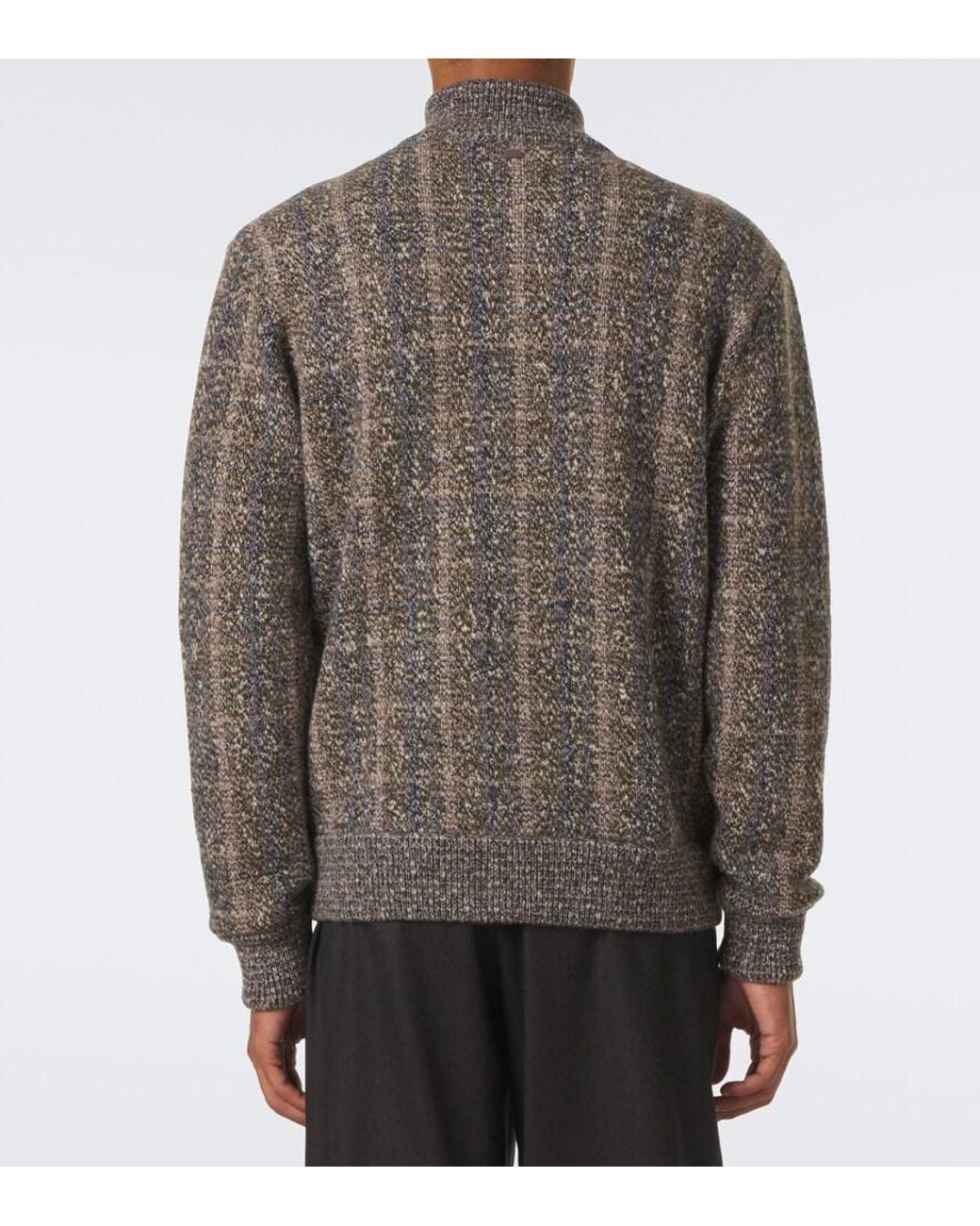 Agnona Brown Checked Wool And Cashmere Cardigan for men
