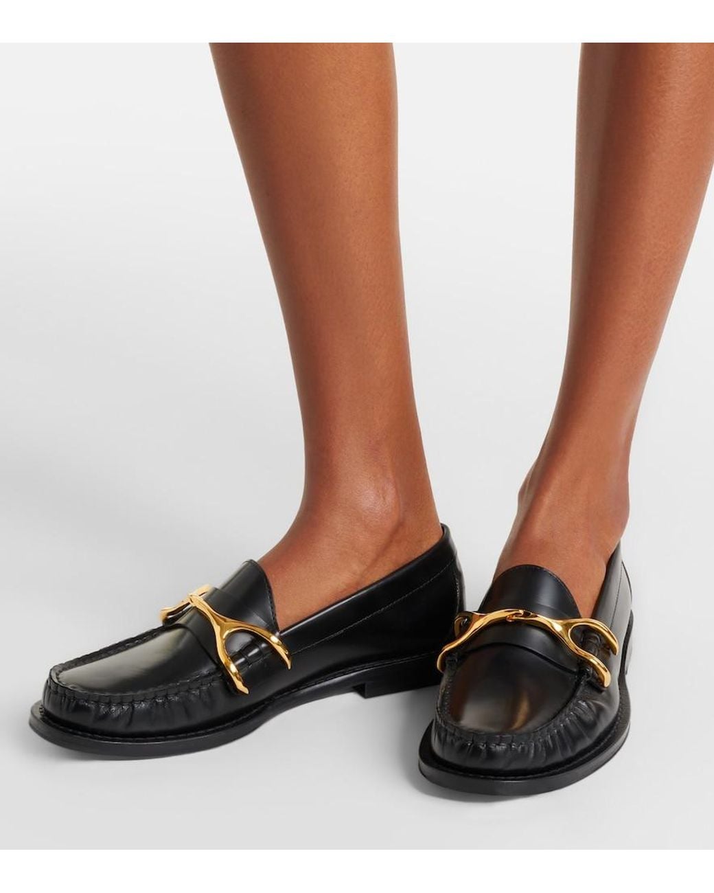 McQueen Black Wishbone Leather Loafers