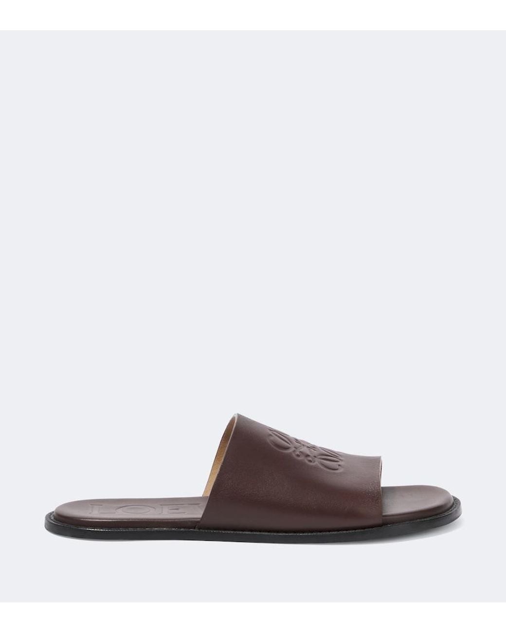 Loewe Brown Paula's Ibiza Flex Anagram Leather Slides for men