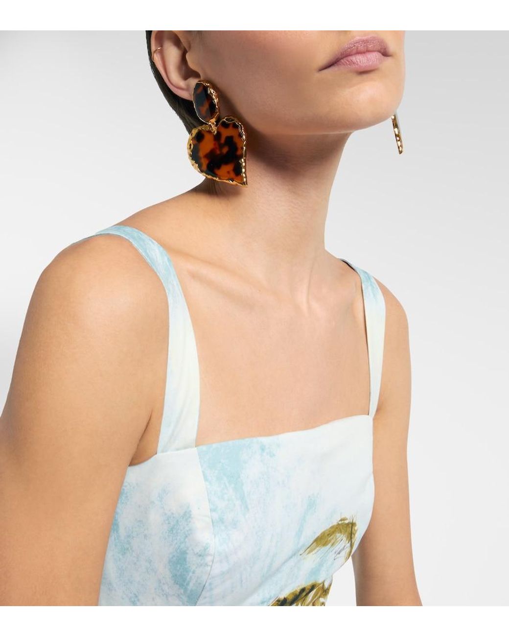 Oscar de la Renta Orange Heart Embellished Clip-On Earrings