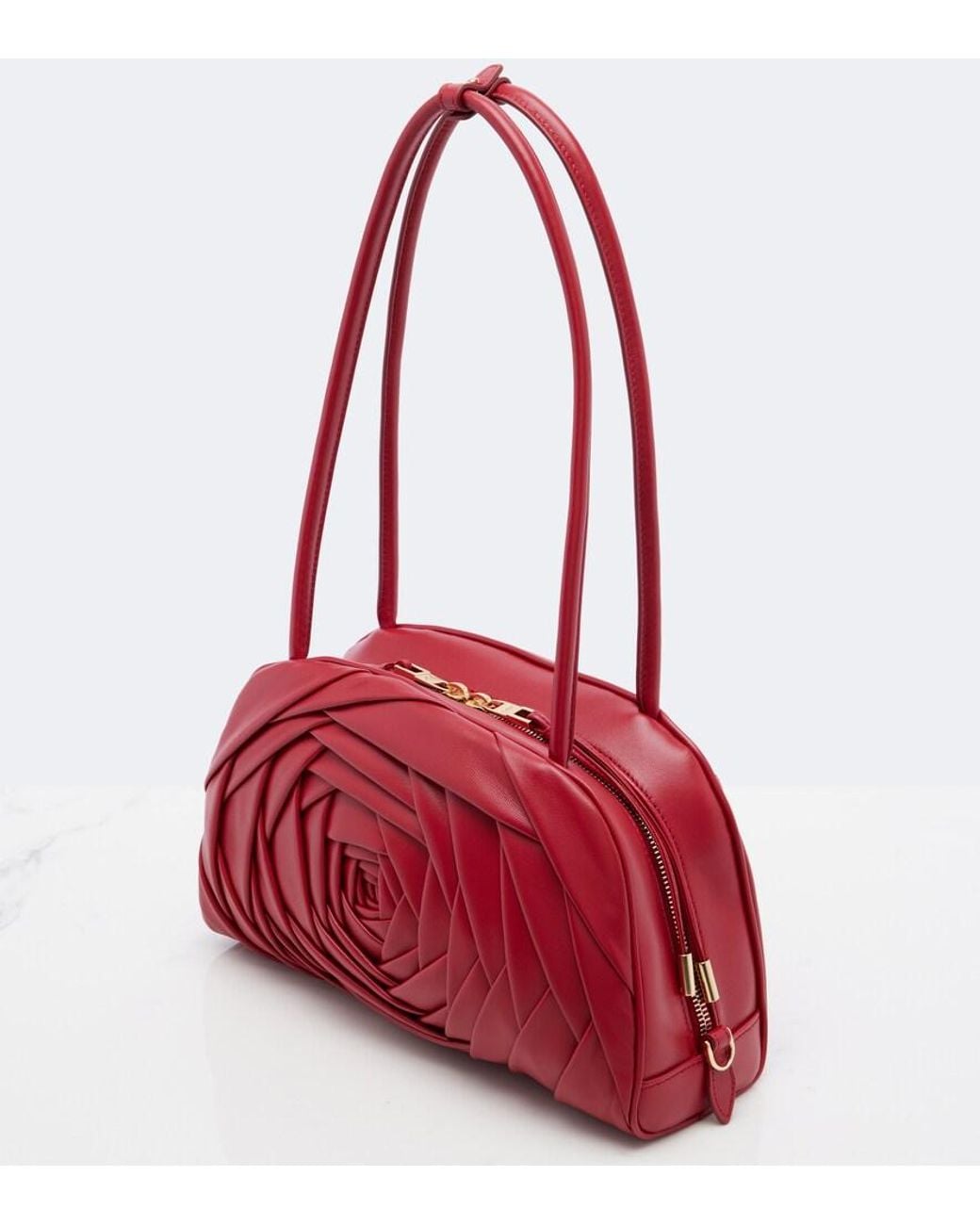 Roger Vivier Red Roseline Leather Shoulder Bag