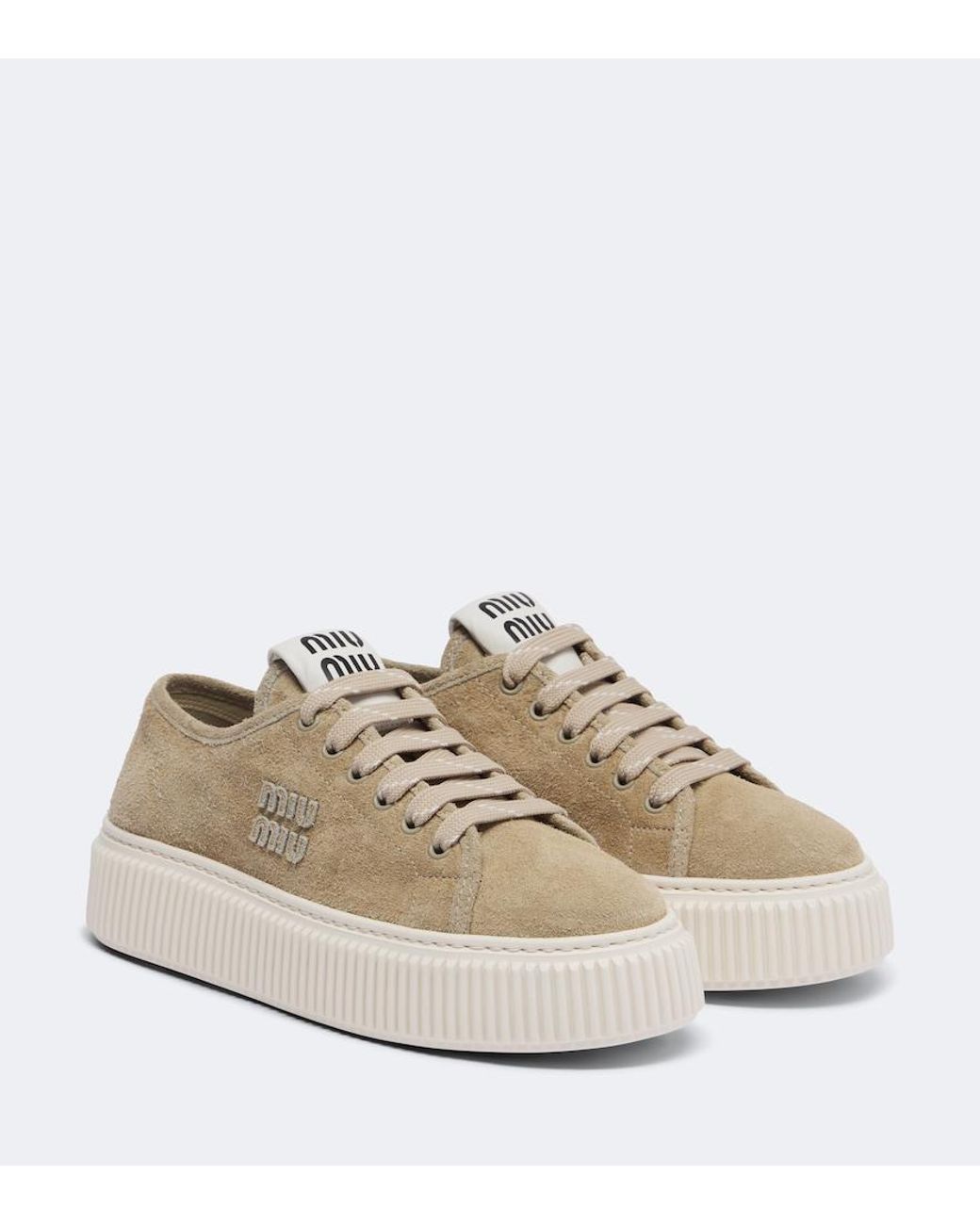 Miu Miu Natural Suede Platform Sneakers
