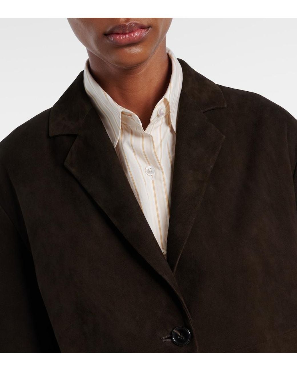 The Row Brown Babilonia Suede Coat
