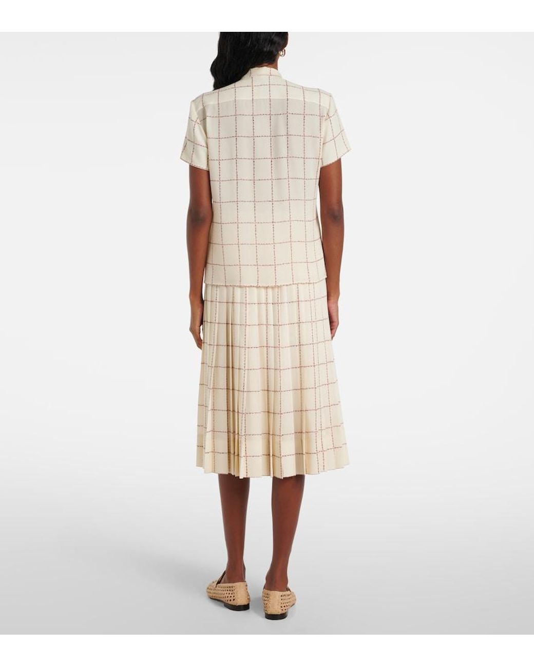 Loro Piana Natural Febe Checked Silk Blouse
