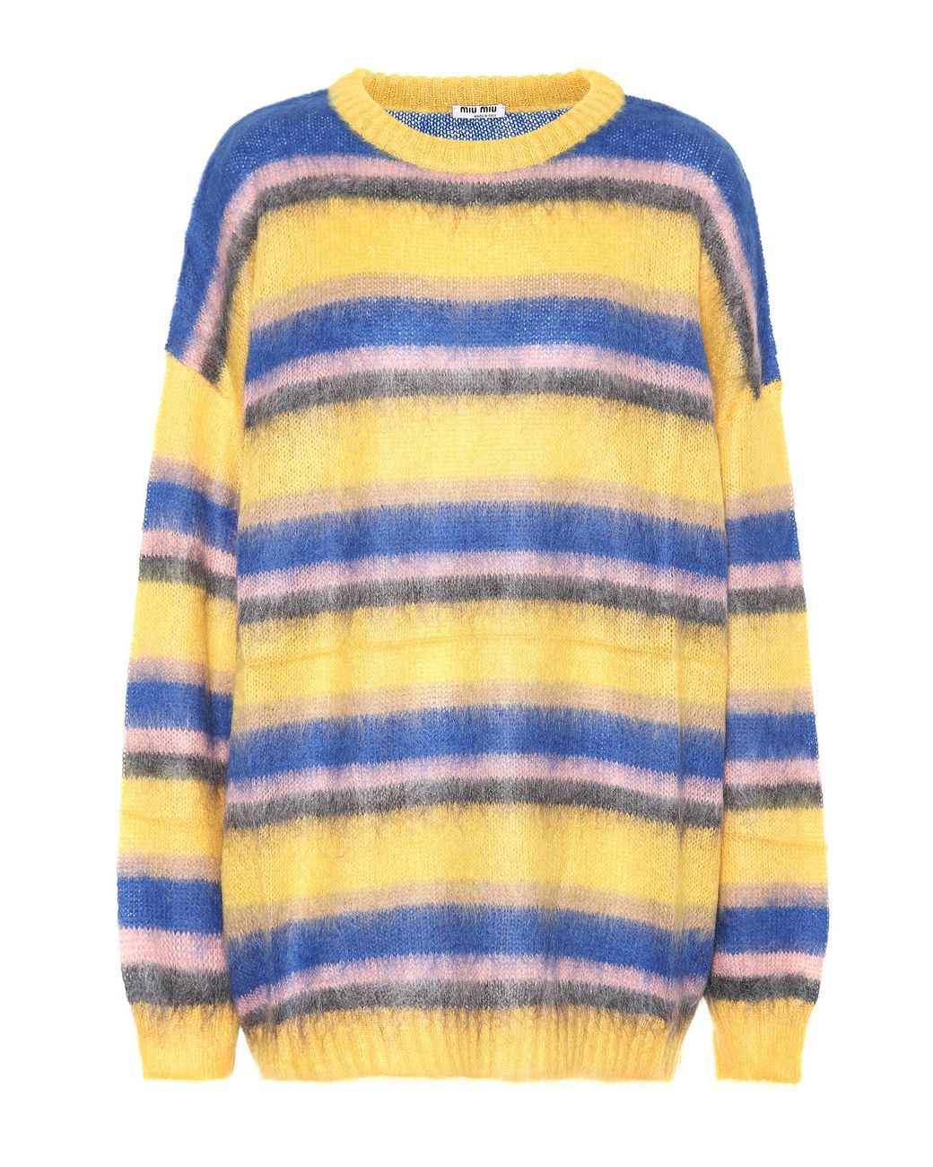 Miu Miu Striped Mohair-blend Sweater - Lyst